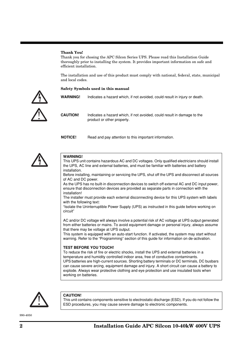 APC SILCON 10-40KW 400V UPS User Manual | Page 2 / 90