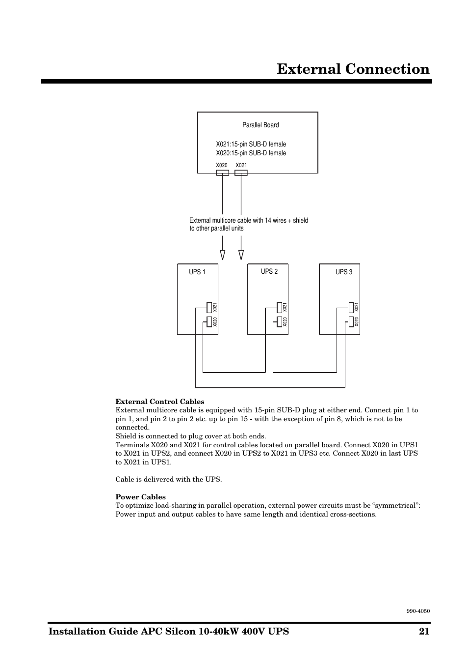 External connection | APC SILCON 10-40KW 400V UPS User Manual | Page 21 / 90