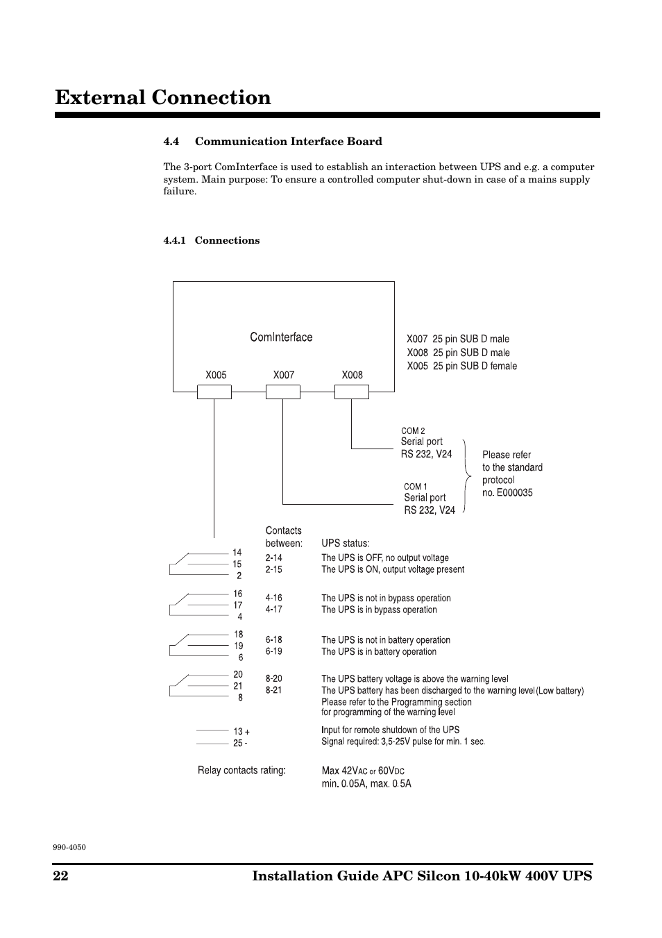 External connection | APC SILCON 10-40KW 400V UPS User Manual | Page 22 / 90