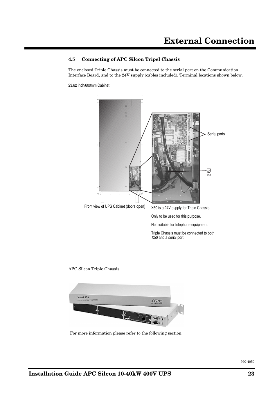 External connection | APC SILCON 10-40KW 400V UPS User Manual | Page 23 / 90