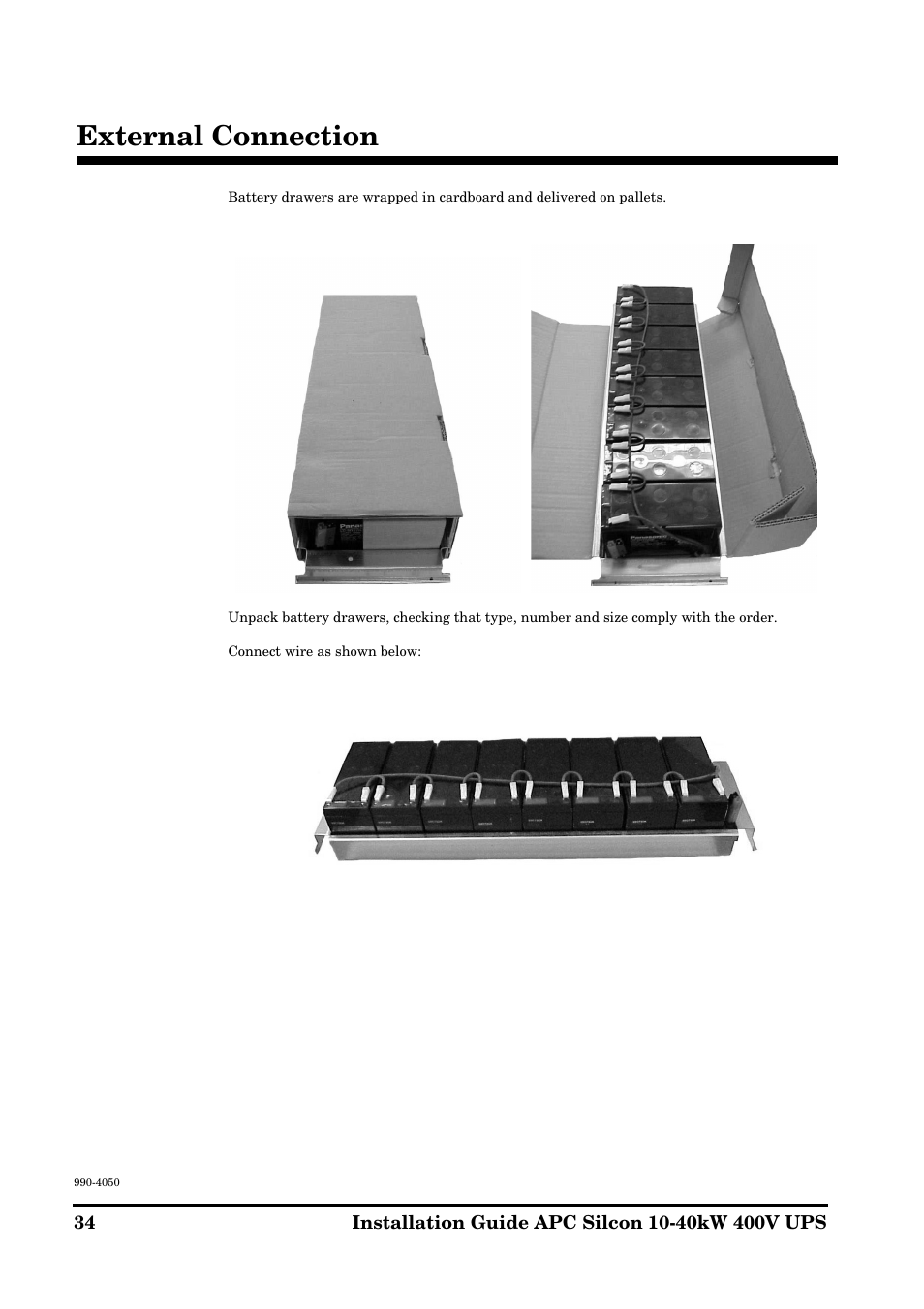 External connection | APC SILCON 10-40KW 400V UPS User Manual | Page 34 / 90