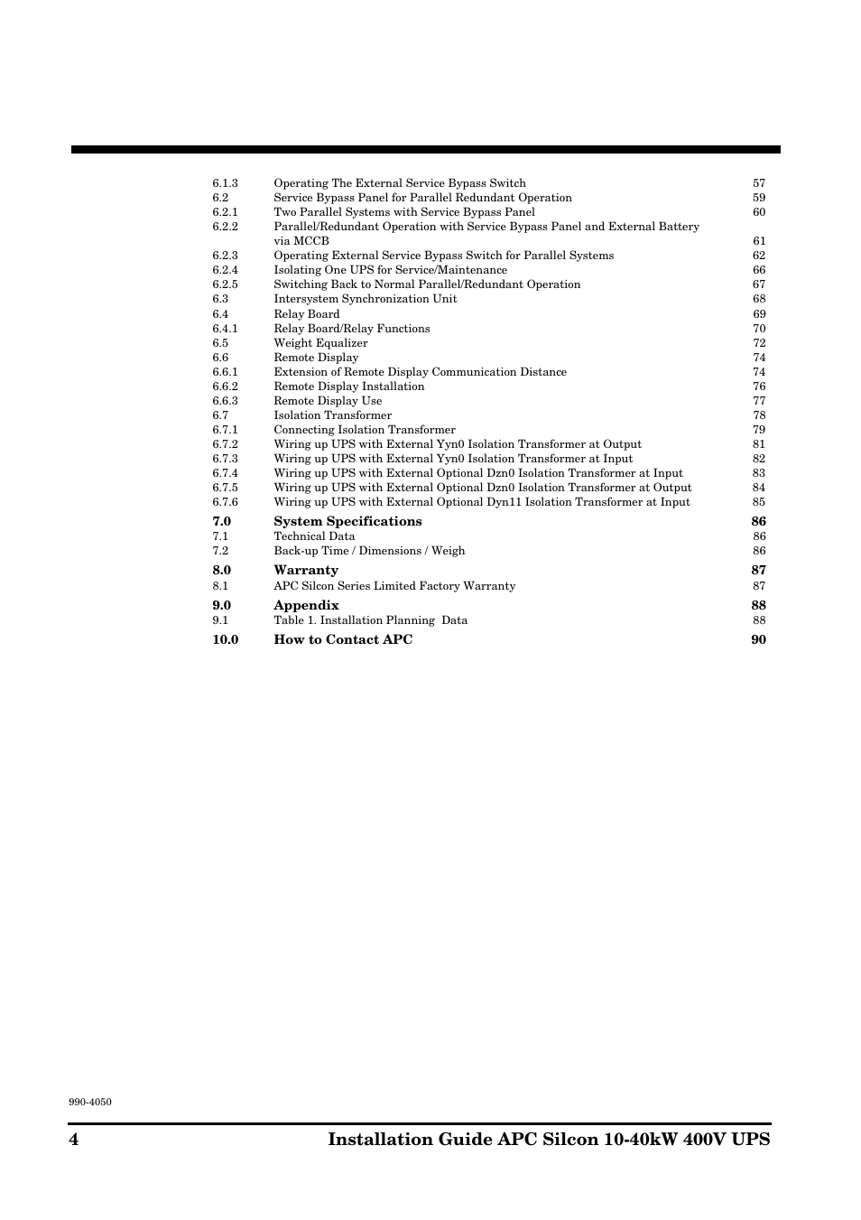 APC SILCON 10-40KW 400V UPS User Manual | Page 4 / 90