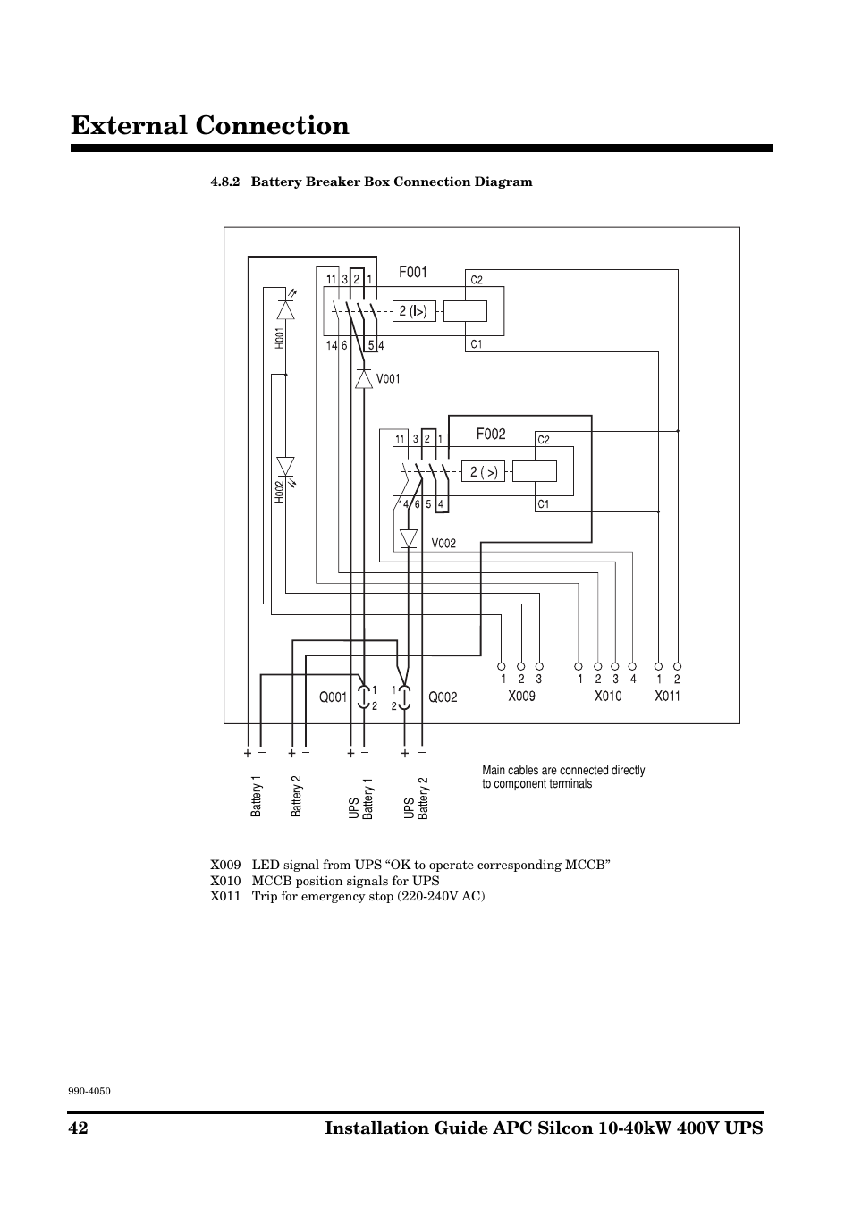 External connection | APC SILCON 10-40KW 400V UPS User Manual | Page 42 / 90