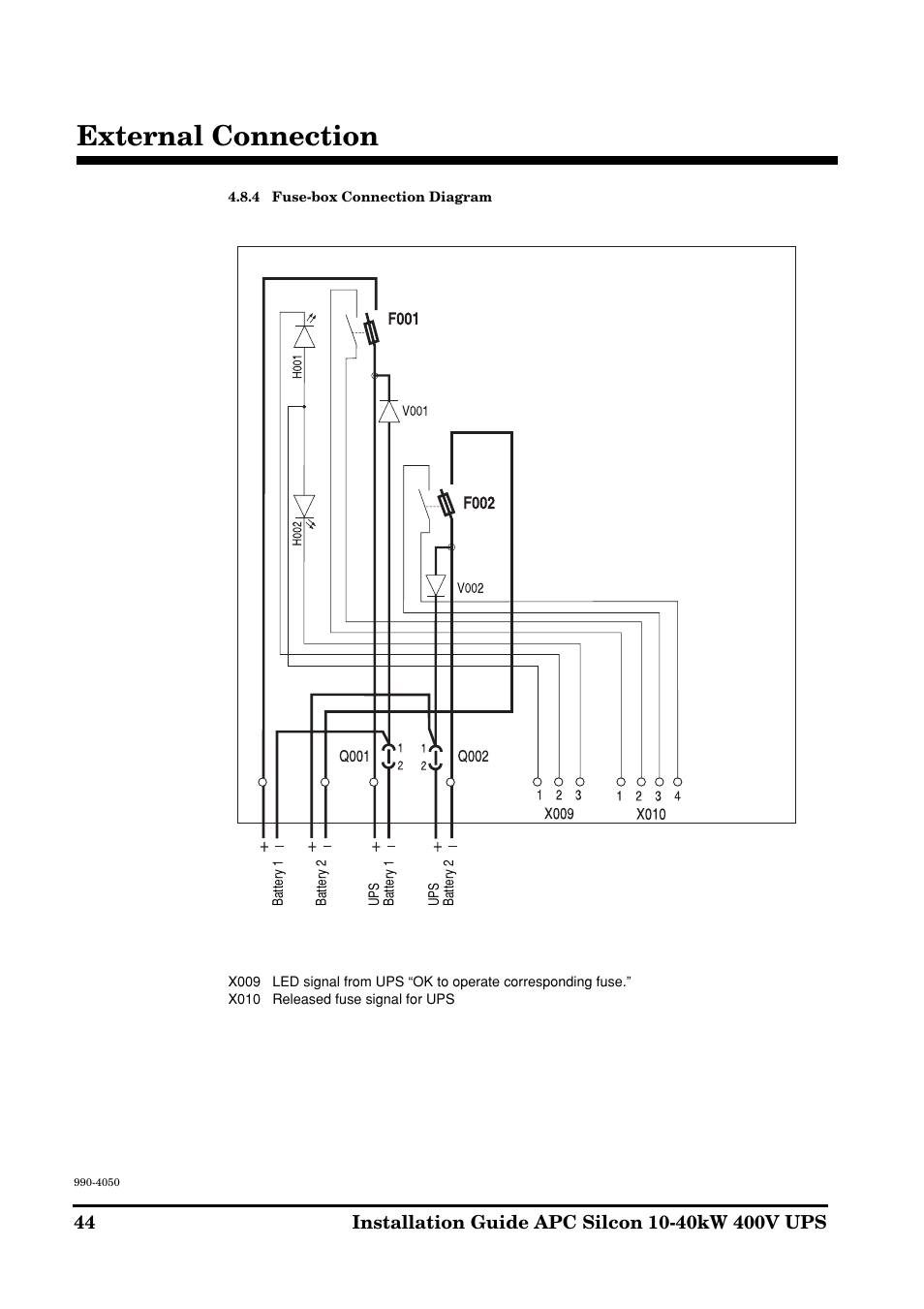External connection | APC SILCON 10-40KW 400V UPS User Manual | Page 44 / 90
