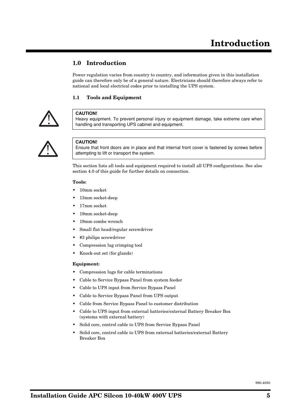Introduction | APC SILCON 10-40KW 400V UPS User Manual | Page 5 / 90
