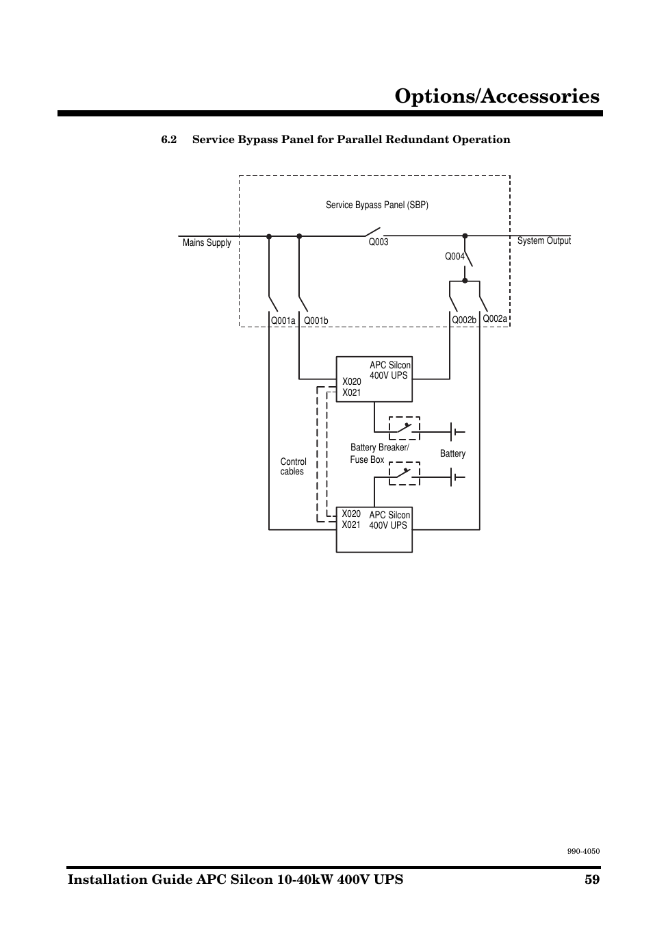 Options/accessories | APC SILCON 10-40KW 400V UPS User Manual | Page 59 / 90