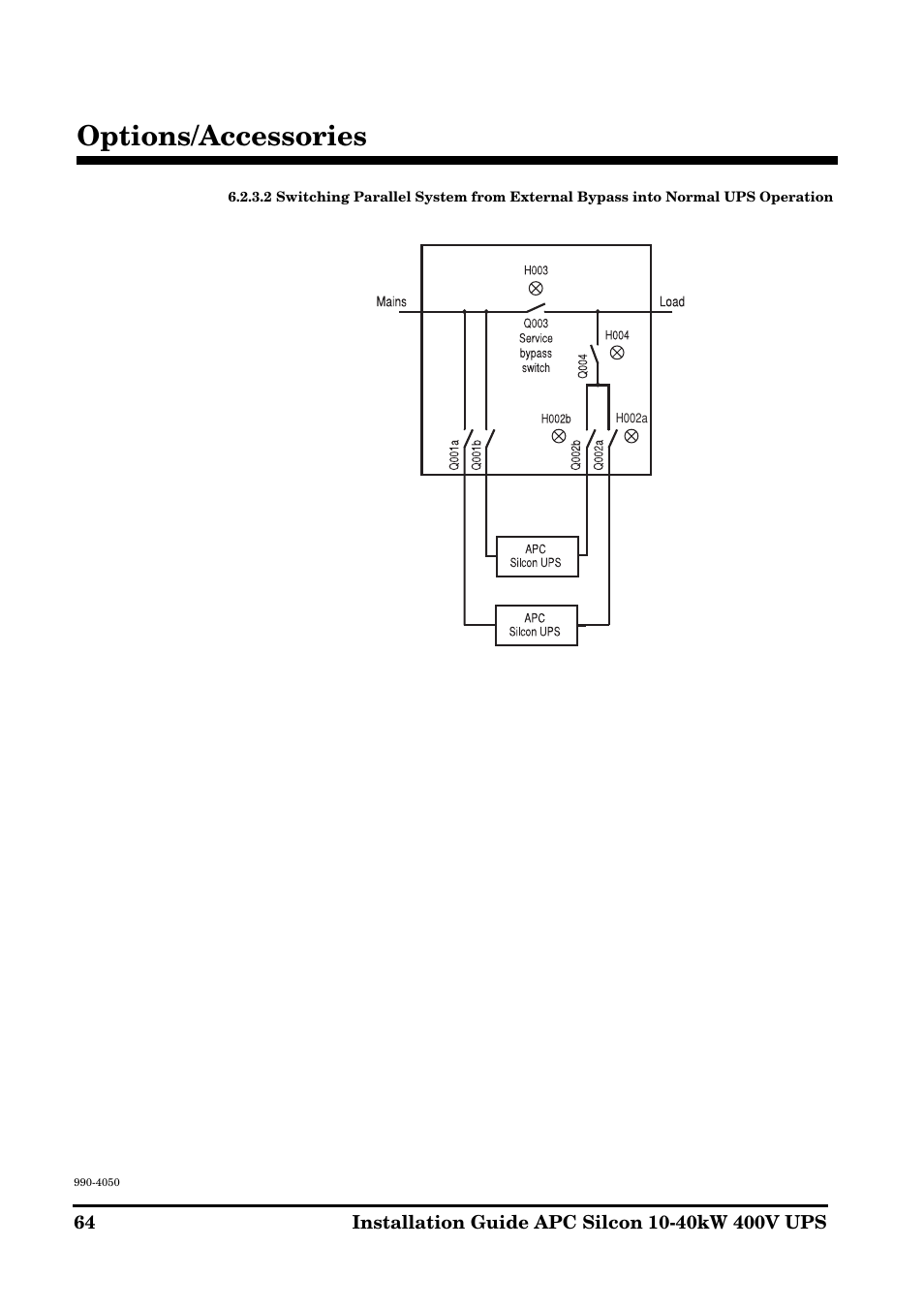 Options/accessories | APC SILCON 10-40KW 400V UPS User Manual | Page 64 / 90