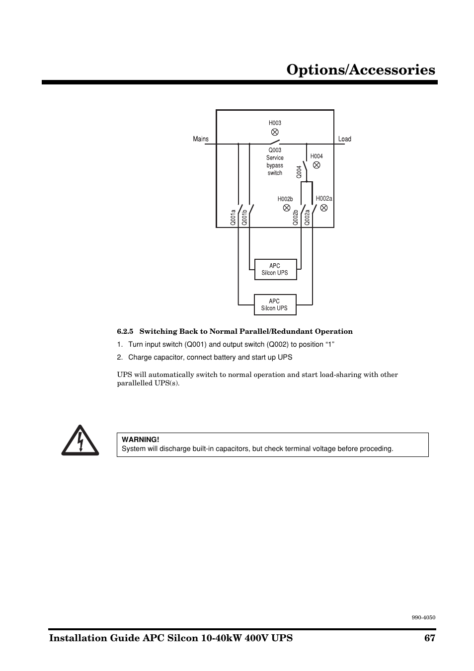 Options/accessories | APC SILCON 10-40KW 400V UPS User Manual | Page 67 / 90