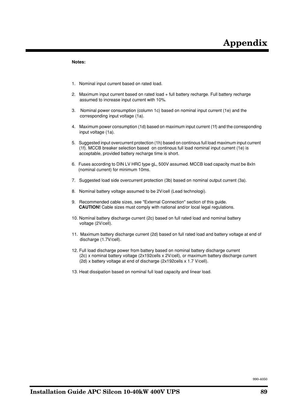 Appendix | APC SILCON 10-40KW 400V UPS User Manual | Page 89 / 90
