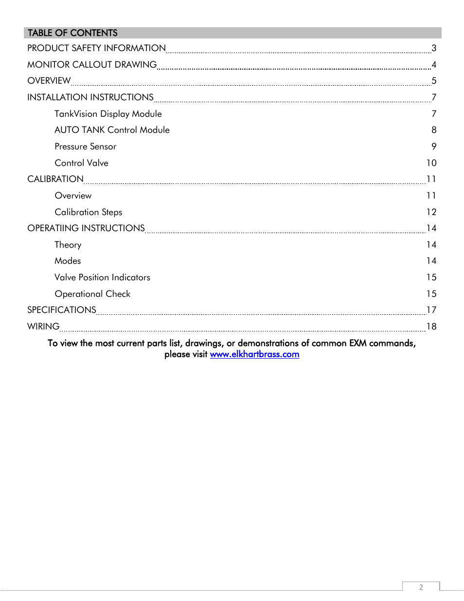 Elkhart Brass UBEC 1AT AUTO TANK Fill System User Manual | Page 2 / 20