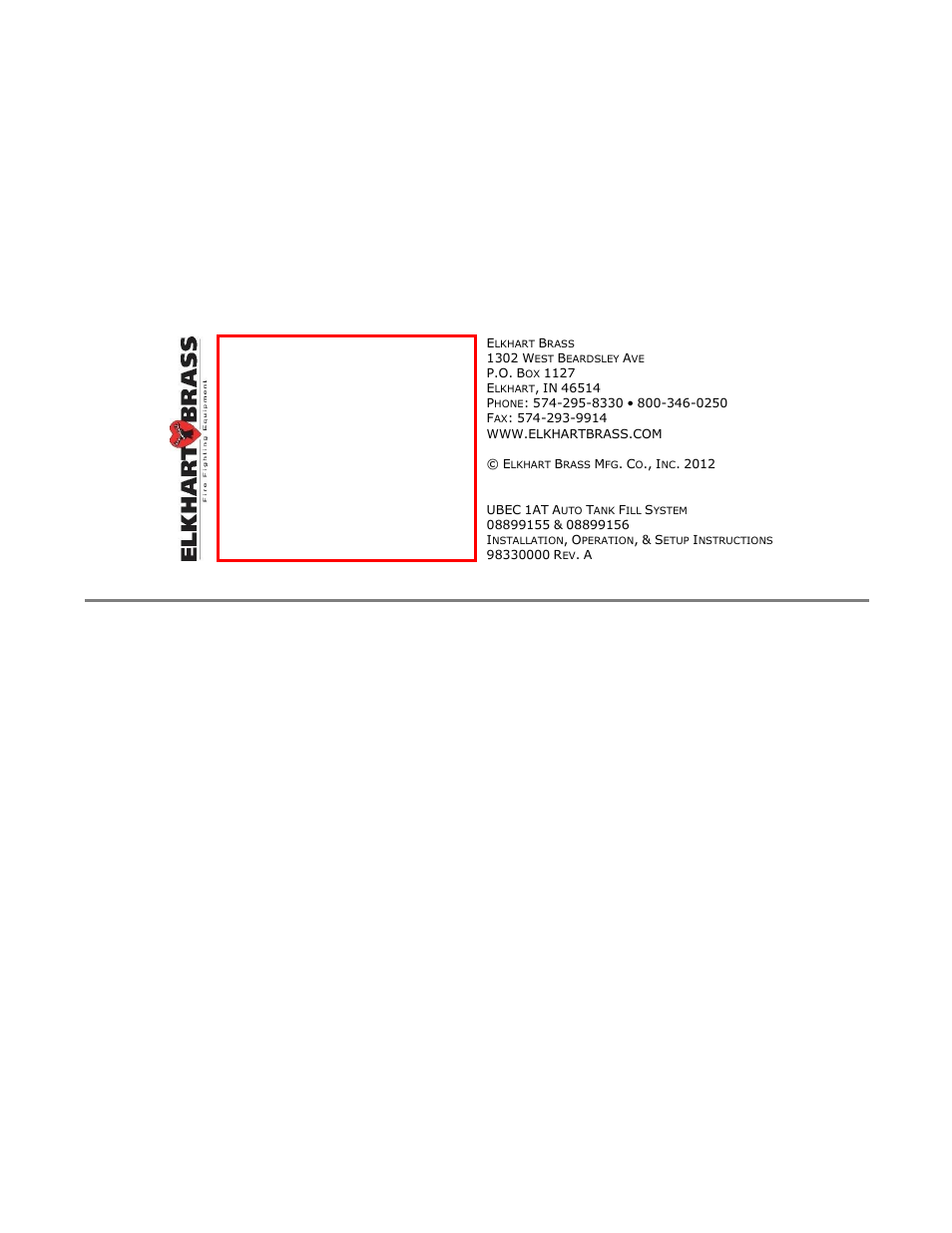 Elkhart Brass UBEC 1AT AUTO TANK Fill System User Manual | Page 20 / 20