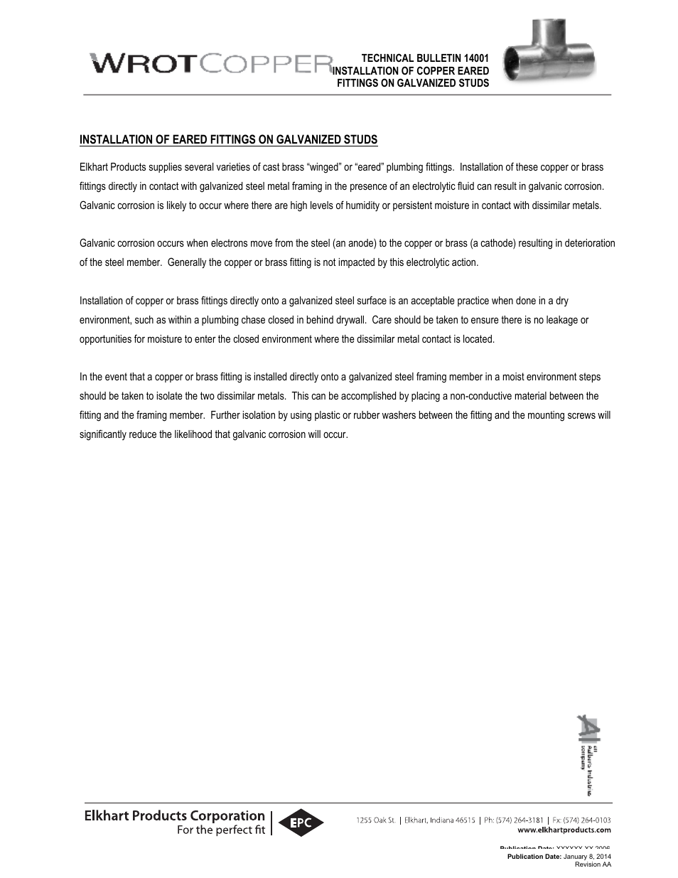 Elkhart Products Corporation (EPC) GALVANIZED STUDS User Manual | 1 page