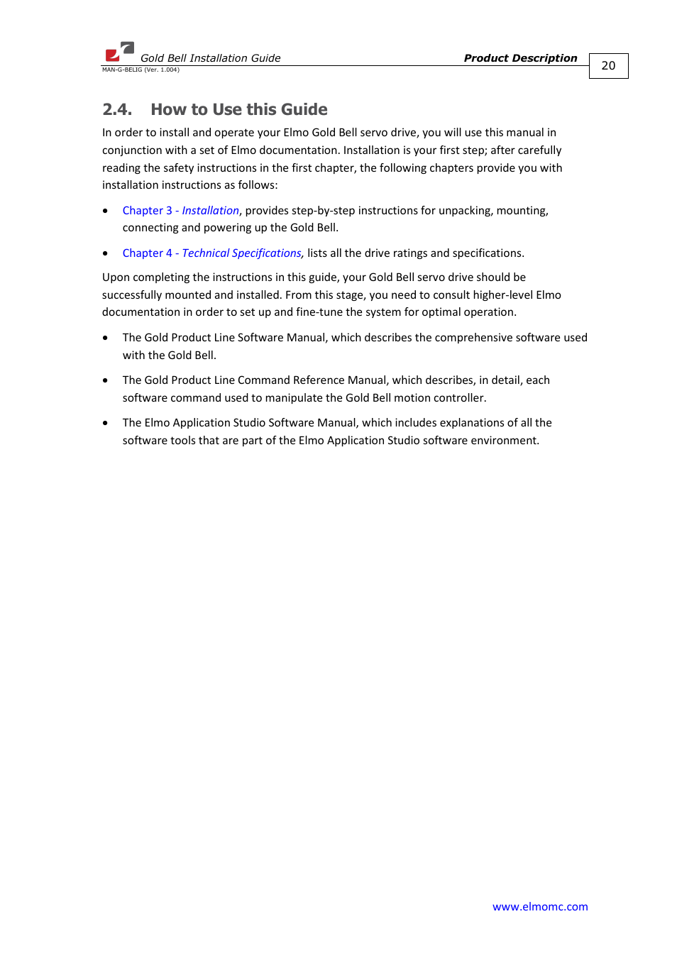 How to use this guide | ElmoMC Gold Line Digital Servo Drives-Gold Bell User Manual | Page 20 / 84