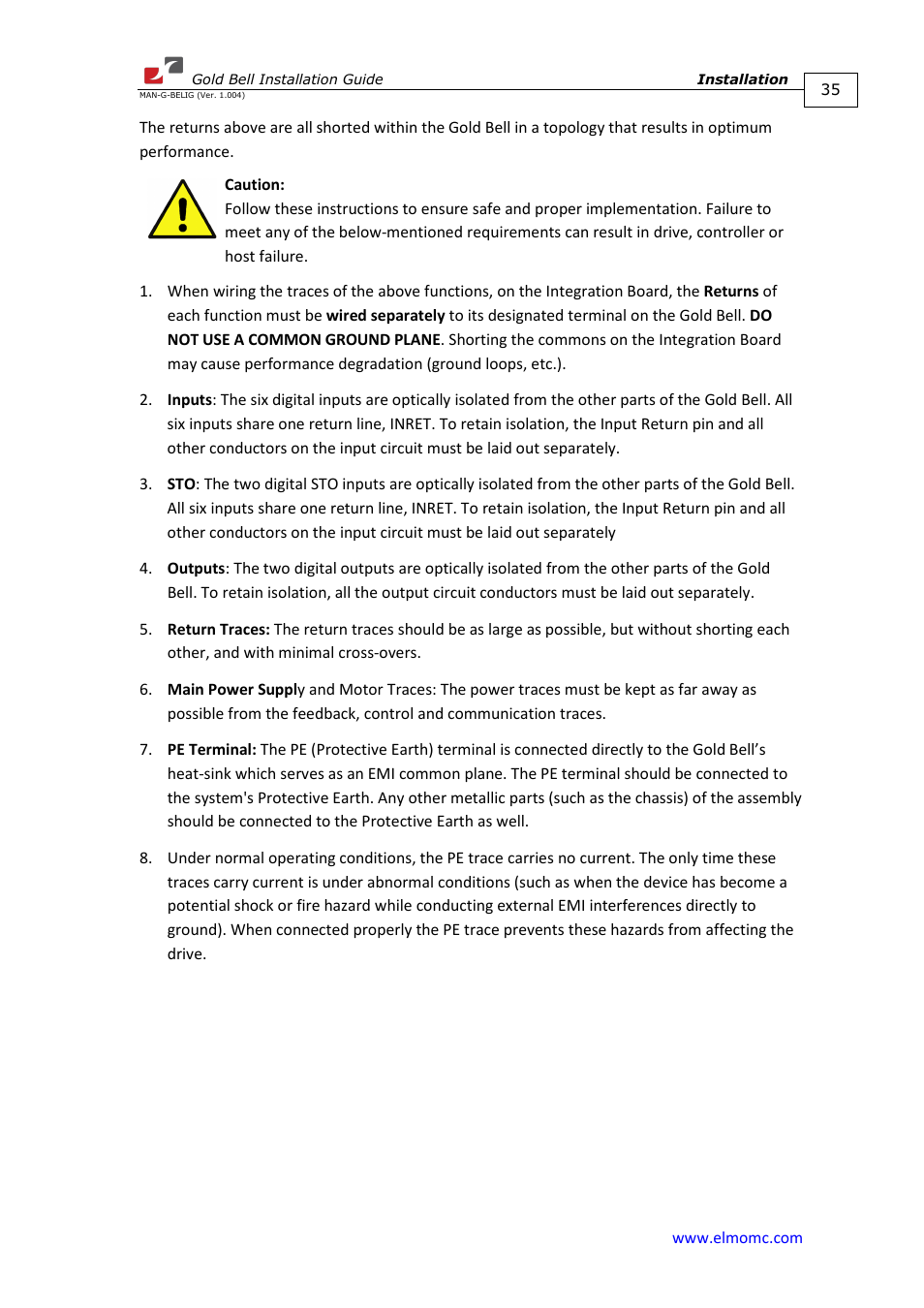 ElmoMC Gold Line Digital Servo Drives-Gold Bell User Manual | Page 35 / 84