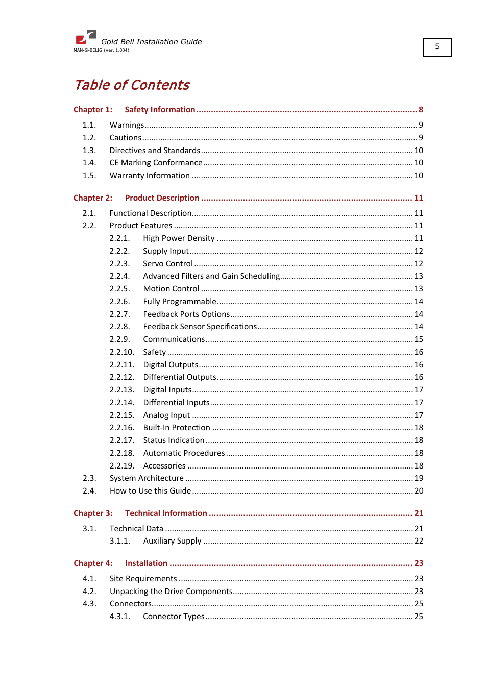 ElmoMC Gold Line Digital Servo Drives-Gold Bell User Manual | Page 5 / 84