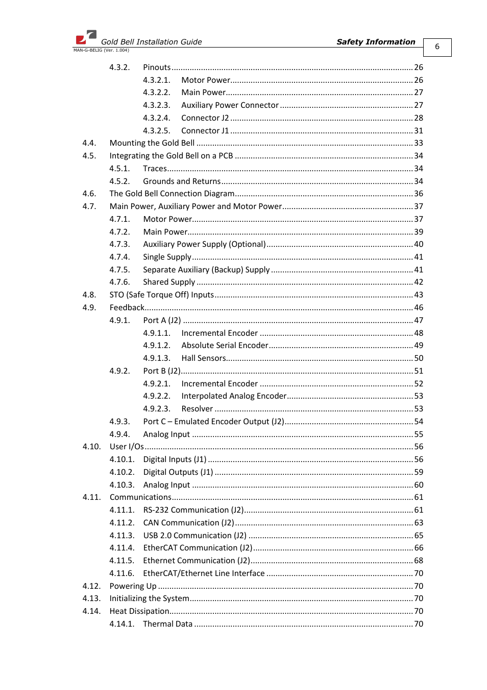 ElmoMC Gold Line Digital Servo Drives-Gold Bell User Manual | Page 6 / 84