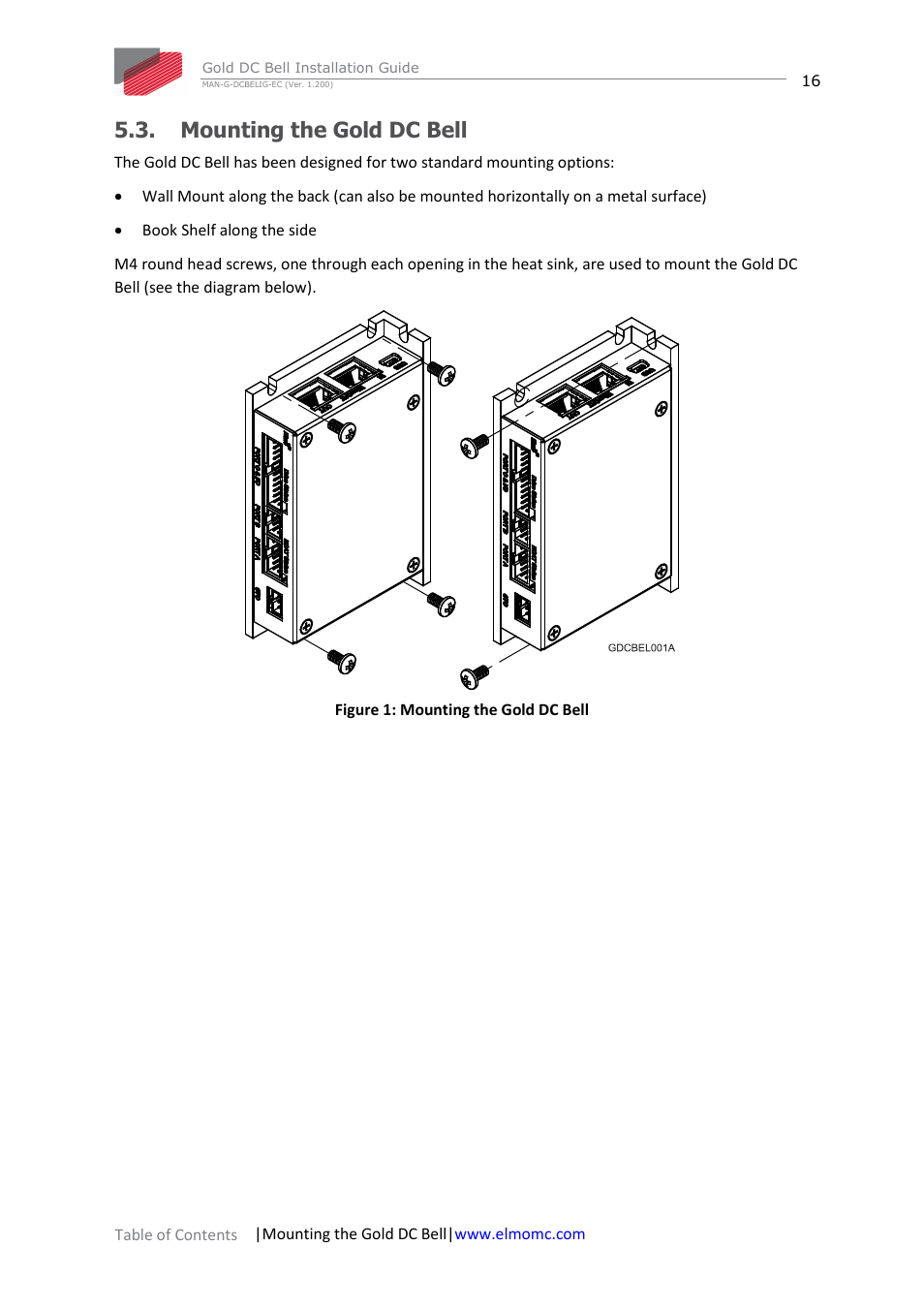 Mounting the gold dc bell | ElmoMC Gold Line Digital Servo Drives-Gold DC Bell User Manual | Page 16 / 61