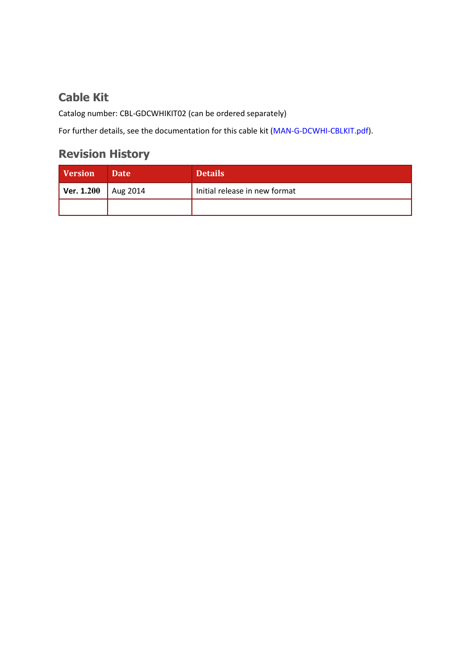 Cable kit, Revision history | ElmoMC Gold Line Digital Servo Drives-Gold DC Bell User Manual | Page 3 / 61