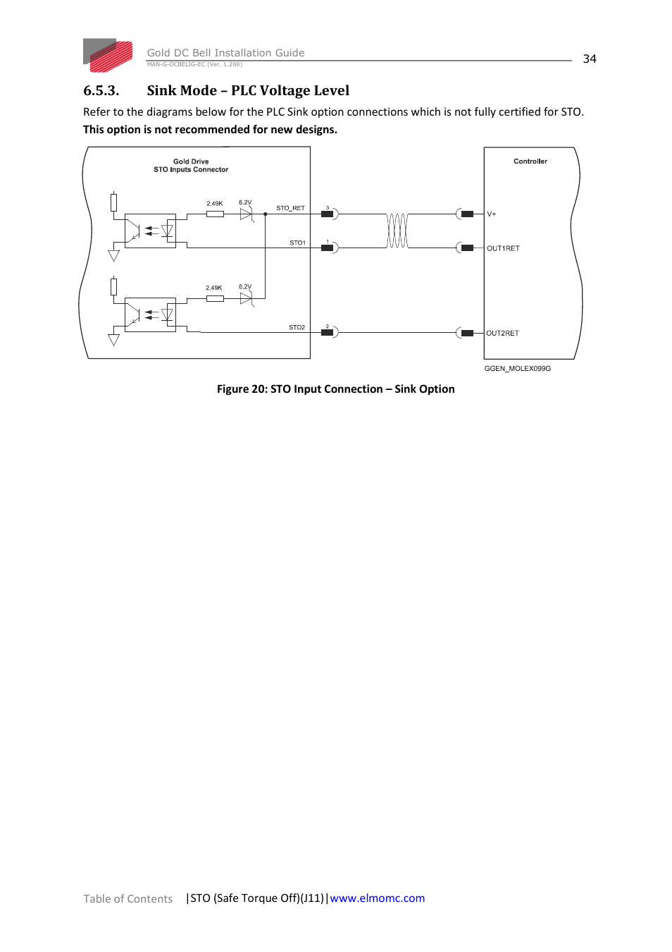 Sink mode – plc voltage level | ElmoMC Gold Line Digital Servo Drives-Gold DC Bell User Manual | Page 34 / 61