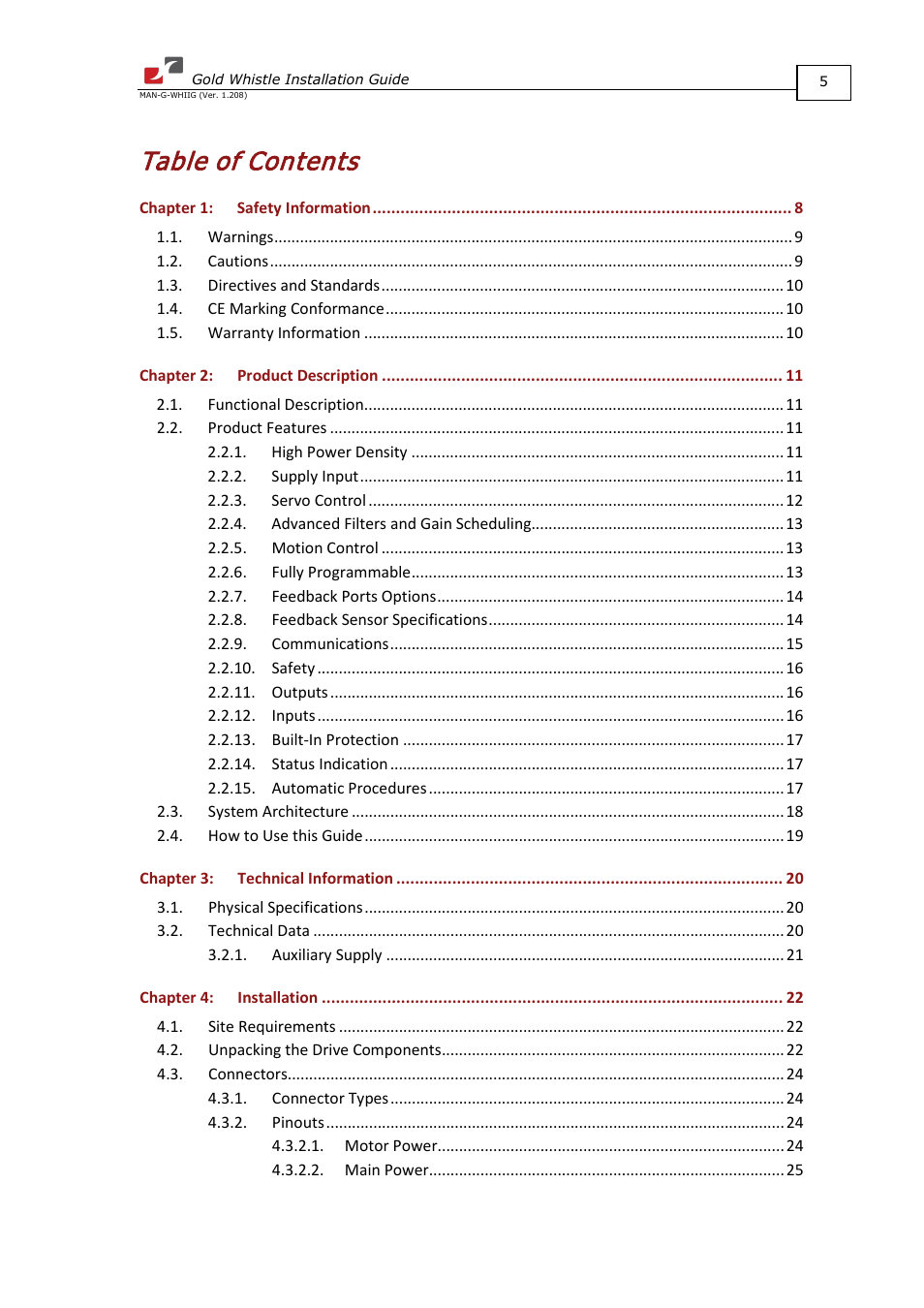 ElmoMC Gold Line Digital Servo Drives-Gold Whistle User Manual | Page 5 / 85