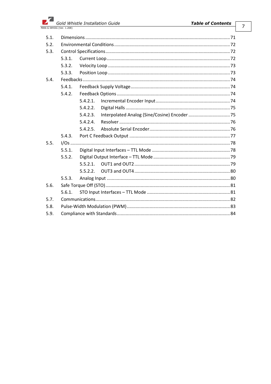 ElmoMC Gold Line Digital Servo Drives-Gold Whistle User Manual | Page 7 / 85