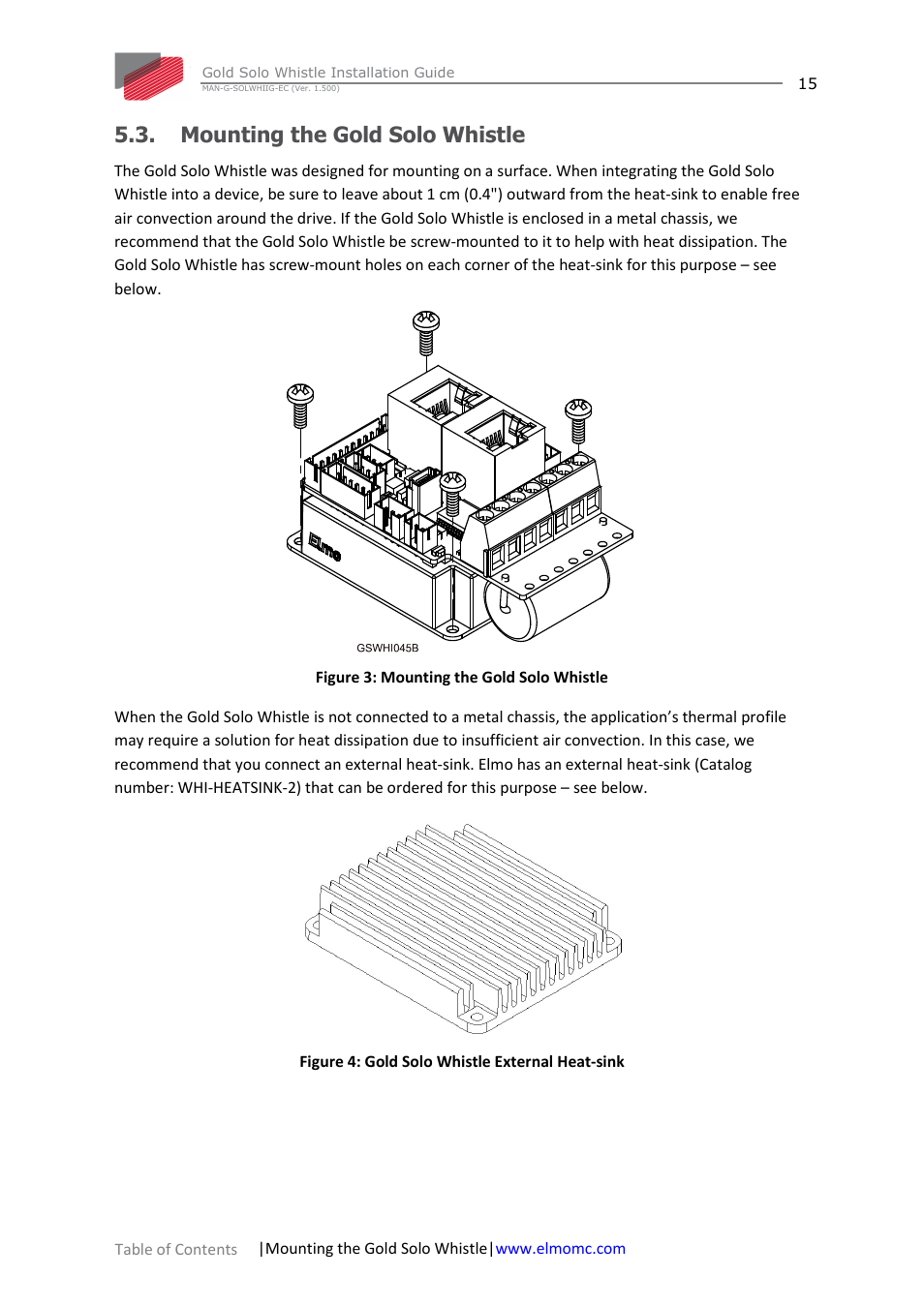 Mounting the gold solo whistle | ElmoMC Gold Line Digital Servo Drives-Gold Solo Whistle User Manual | Page 15 / 61