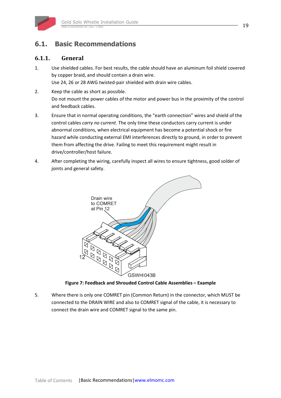 Basic recommendations, General | ElmoMC Gold Line Digital Servo Drives-Gold Solo Whistle User Manual | Page 19 / 61