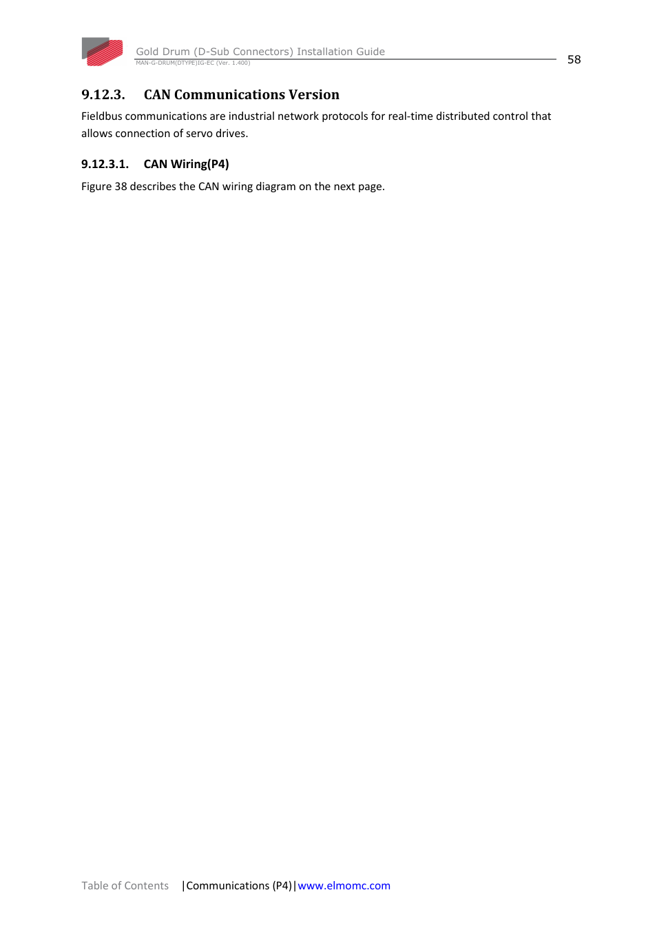 Can communications version, Can wiring(p4) | ElmoMC Gold Line Digital Servo Drives-Gold Drum Ver 1_400 D-Sub connectors User Manual | Page 58 / 67