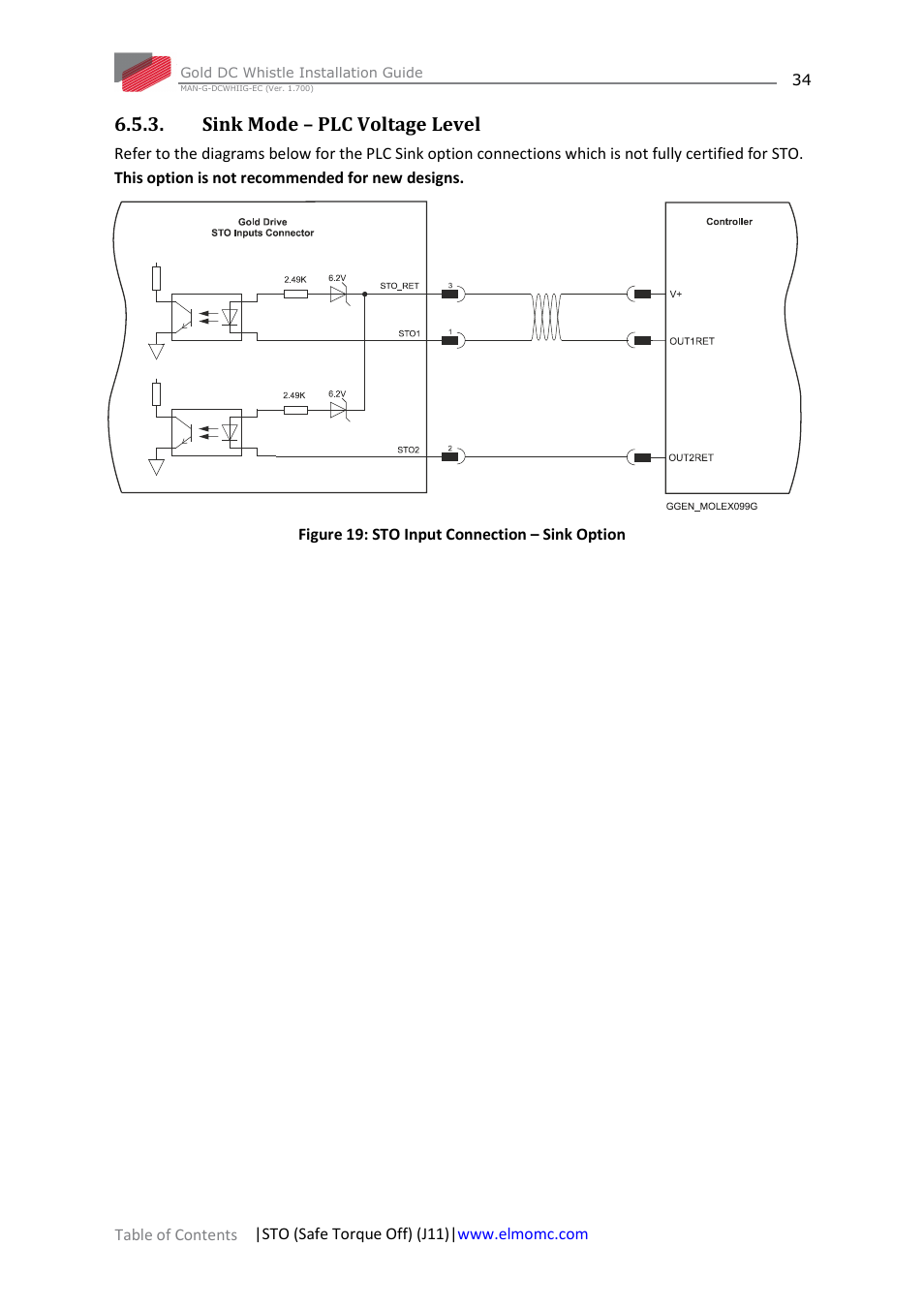Sink mode – plc voltage level | ElmoMC Gold Line Digital Servo Drives-Gold DC Whistle User Manual | Page 34 / 61