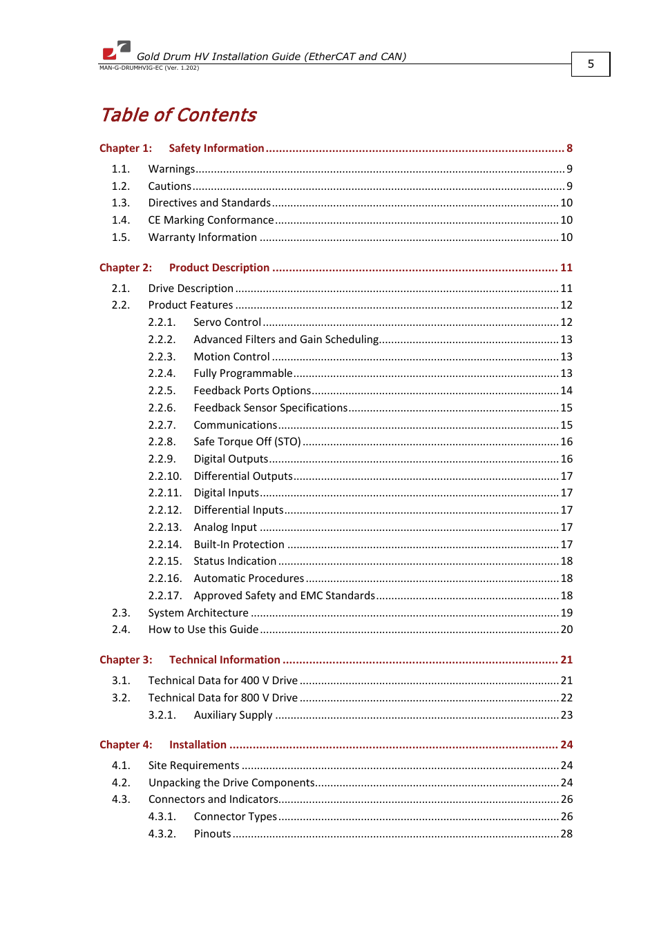 ElmoMC Gold Line Digital Servo Drives-Gold Drum HV User Manual | Page 5 / 102