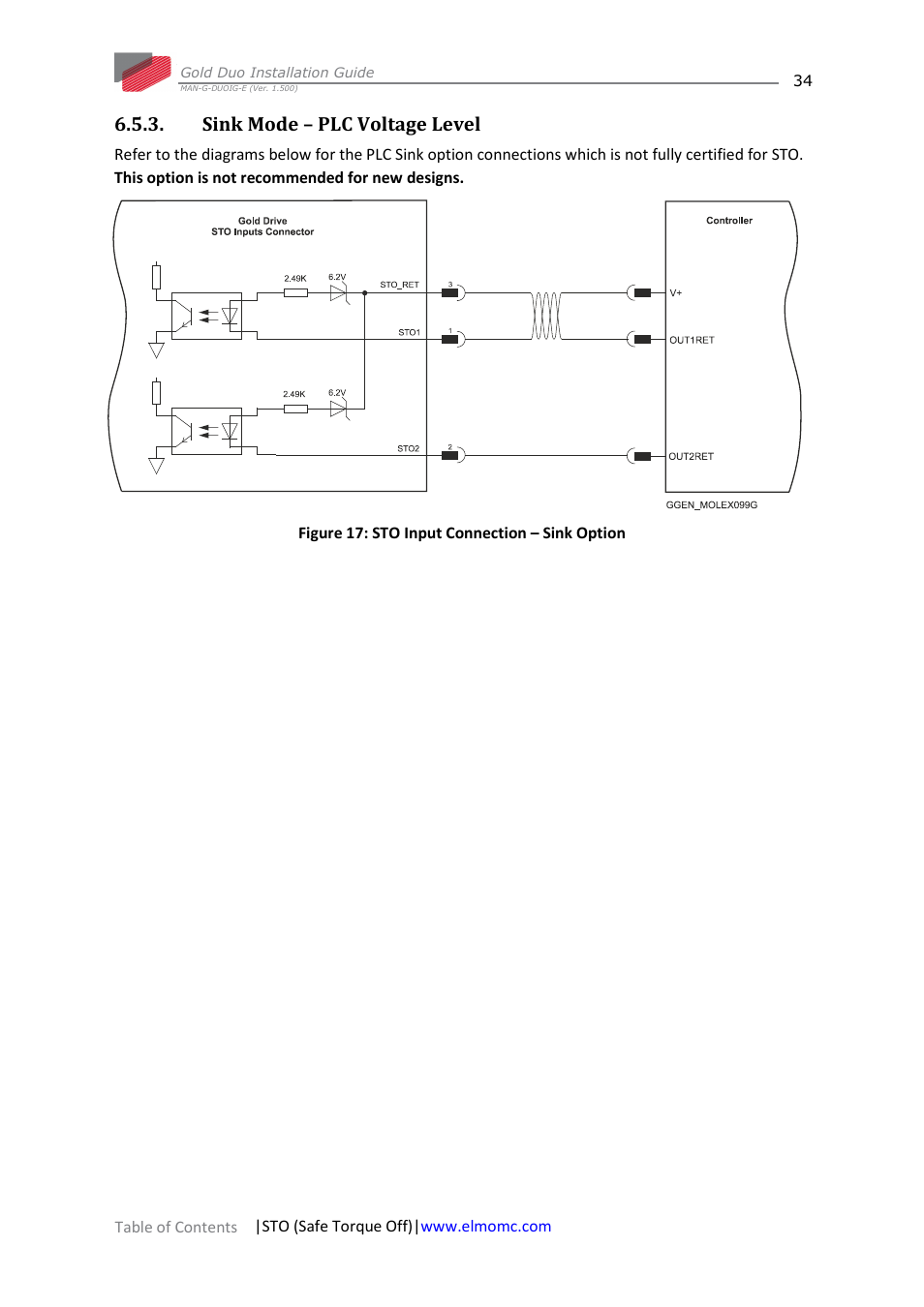 Sink mode – plc voltage level | ElmoMC Gold Line Digital Servo Drives-Gold Duo User Manual | Page 34 / 59