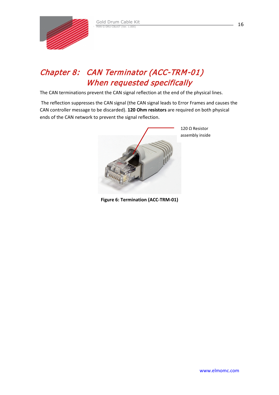 Chapter 8 | ElmoMC Gold Line Digital Servo Drives-Gold Drum Cable Kit RJ-45 connectors User Manual | Page 16 / 17