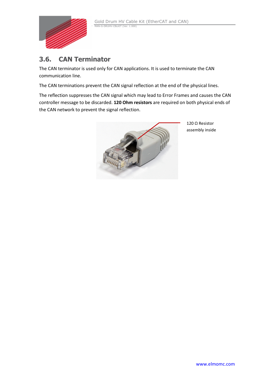 Can terminator | ElmoMC Gold Line Digital Servo Drives-Gold Drum HV Cable Kit User Manual | Page 17 / 18