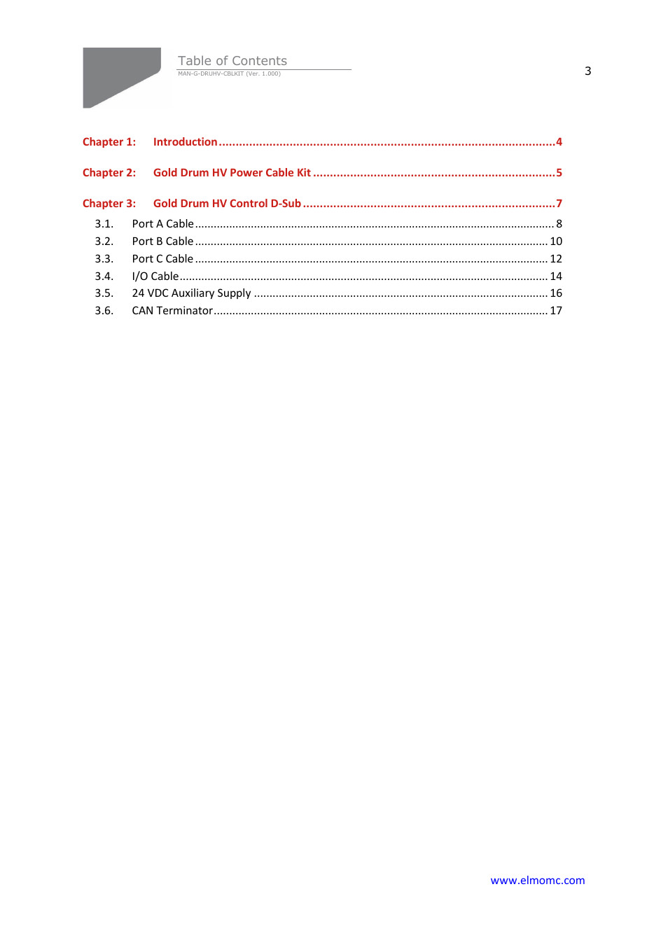 ElmoMC Gold Line Digital Servo Drives-Gold Drum HV Cable Kit User Manual | Page 3 / 18