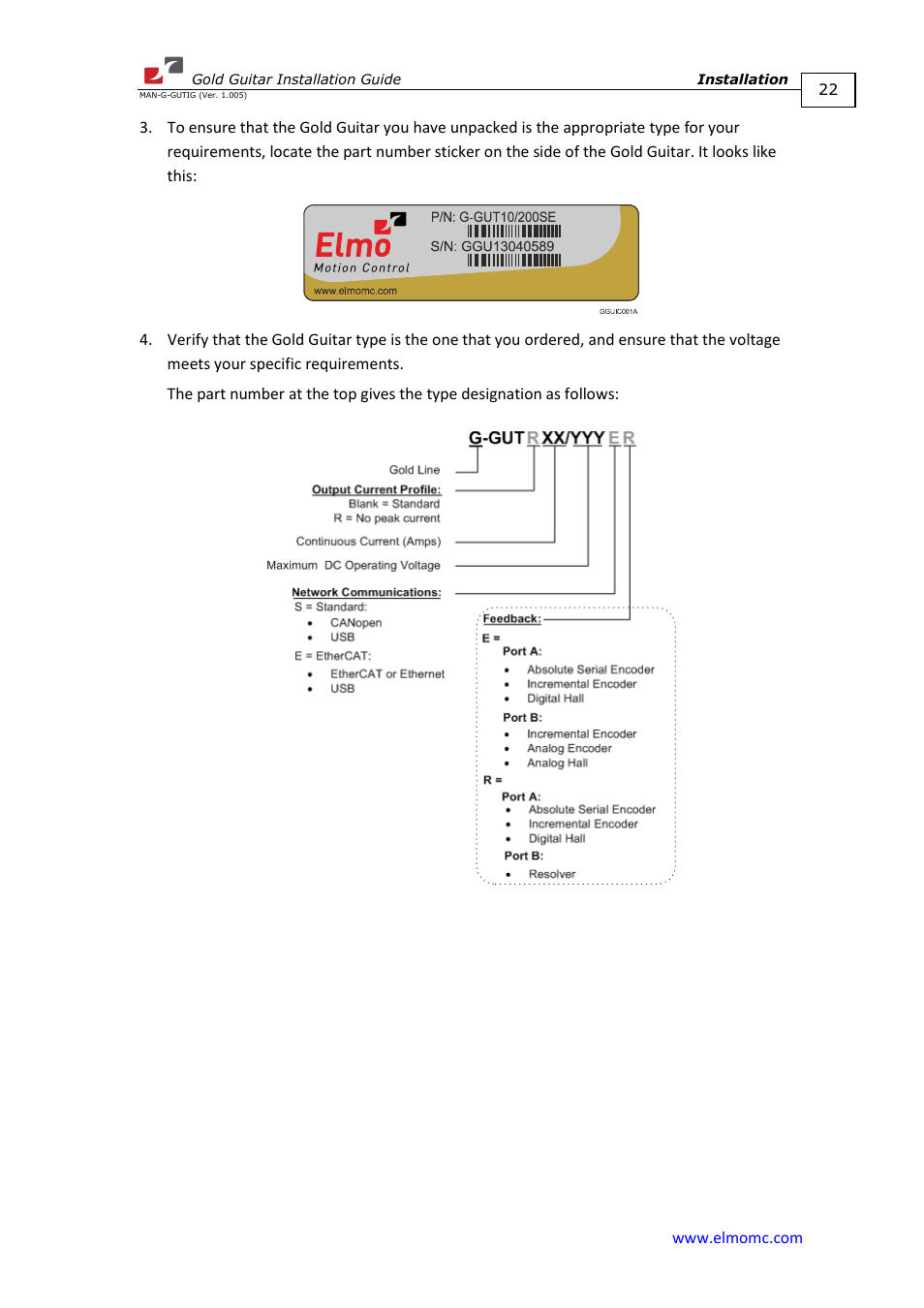 ElmoMC Gold Line Digital Servo Drives-Gold Guitar User Manual | Page 22 / 84