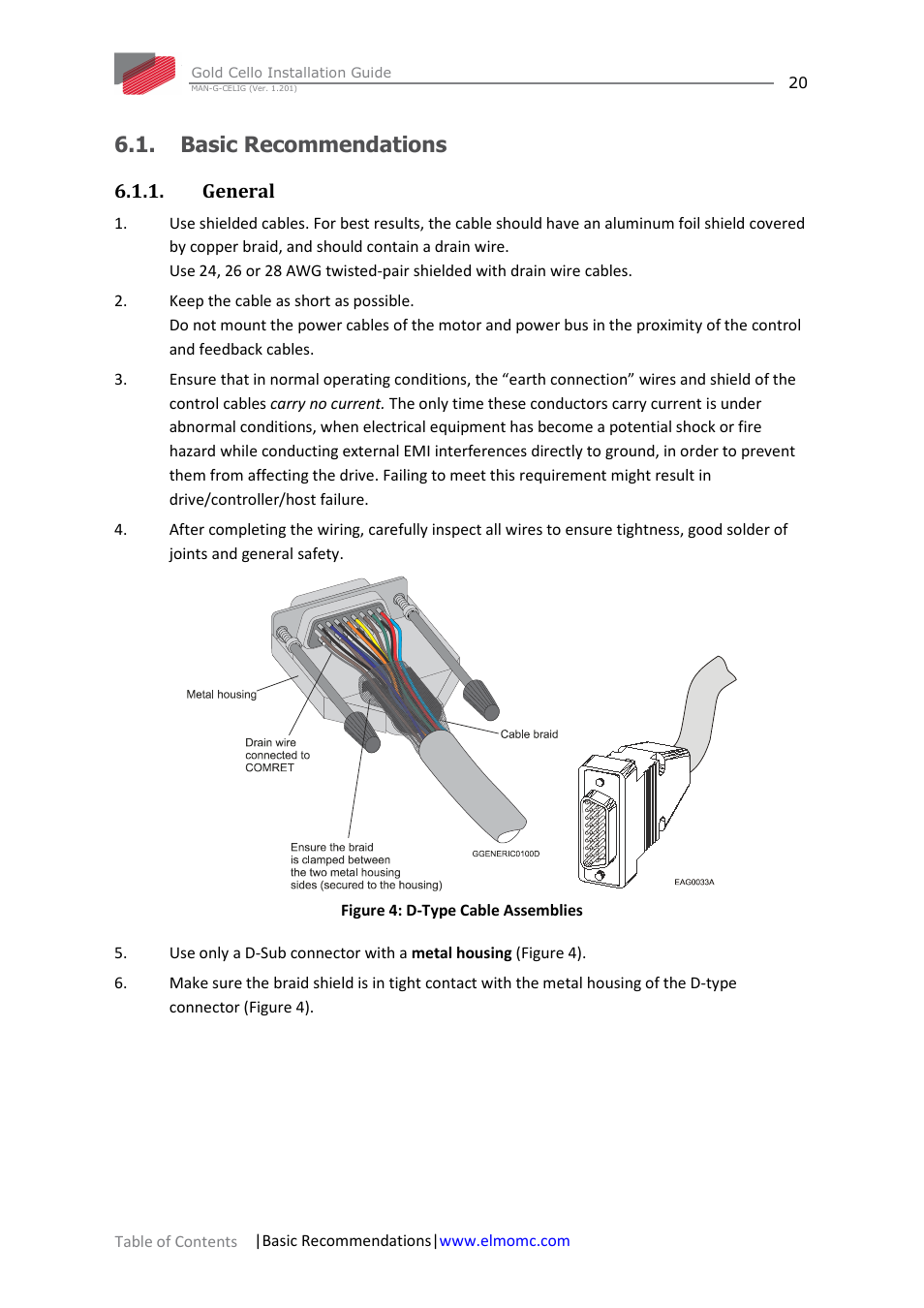 Basic recommendations, General | ElmoMC Gold Line Digital Servo Drives-Gold Cello User Manual | Page 20 / 59