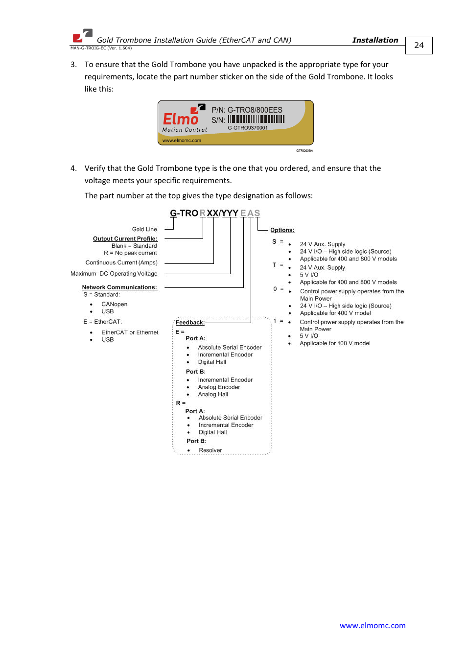 ElmoMC Gold Line Digital Servo Drives-Gold Trombone User Manual | Page 24 / 92