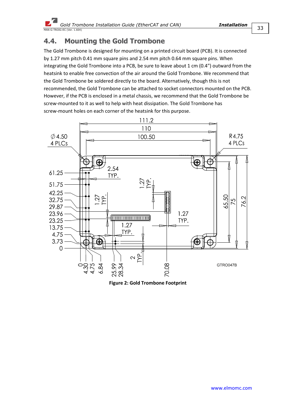 Mounting the gold trombone | ElmoMC Gold Line Digital Servo Drives-Gold Trombone User Manual | Page 33 / 92