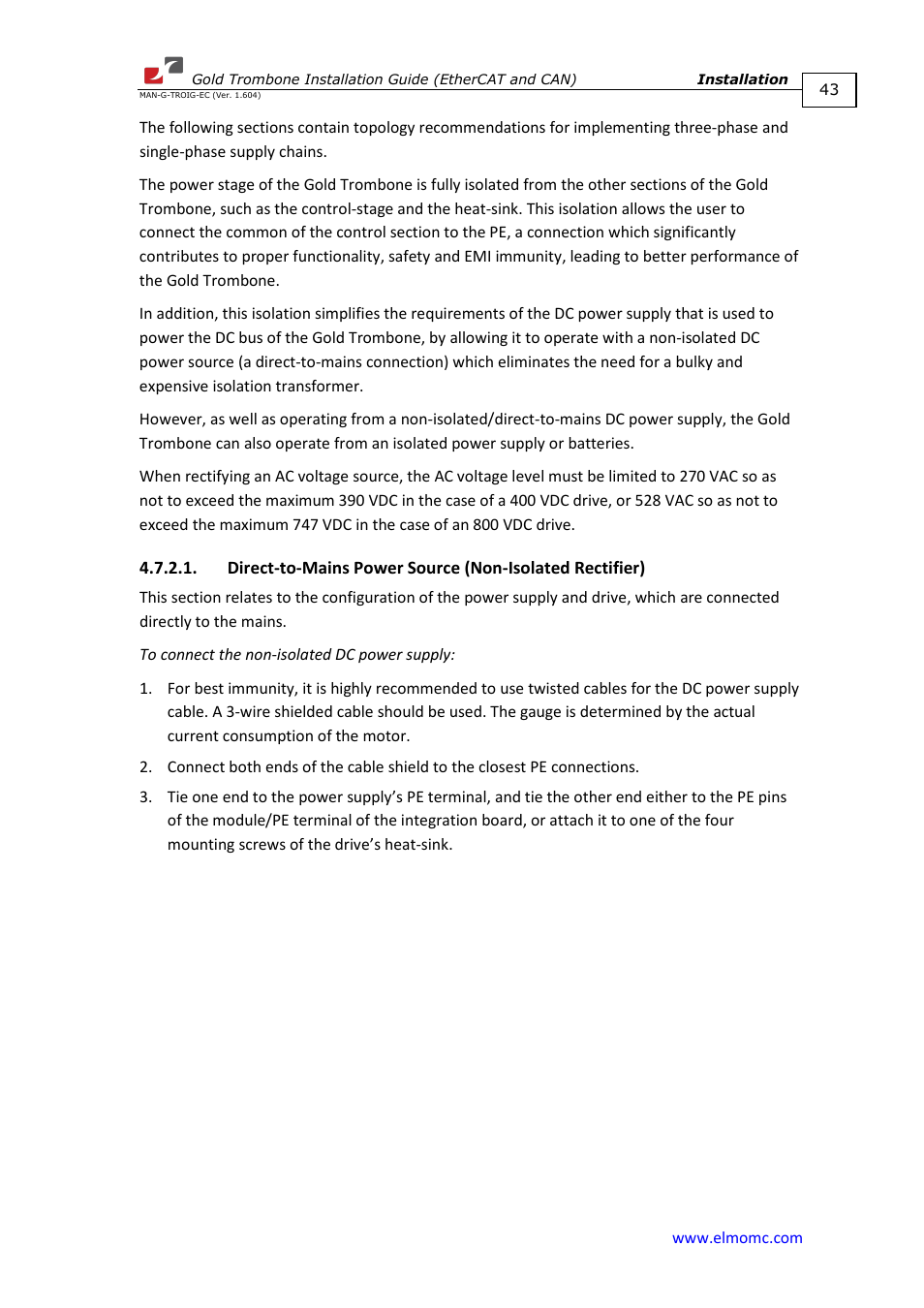ElmoMC Gold Line Digital Servo Drives-Gold Trombone User Manual | Page 43 / 92