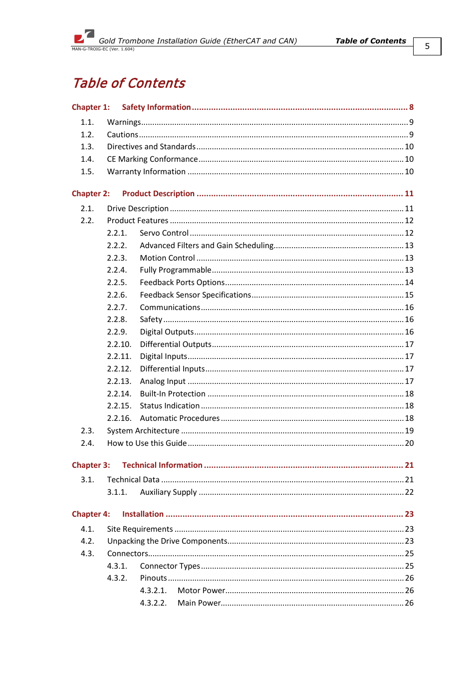 ElmoMC Gold Line Digital Servo Drives-Gold Trombone User Manual | Page 5 / 92