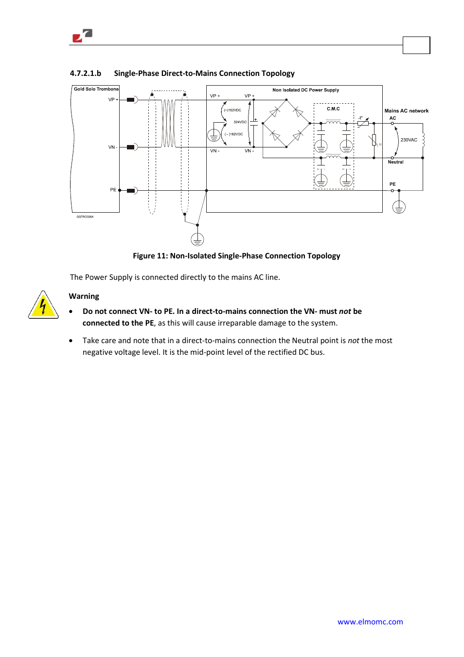 B single-phase direct-to-mains connection topology | ElmoMC Gold Line Digital Servo Drives-Gold Solo Trombone User Manual | Page 49 / 110