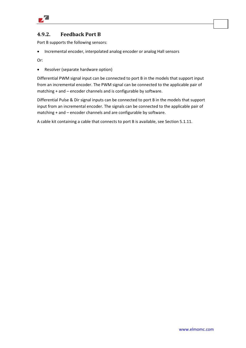Feedback port b | ElmoMC Gold Line Digital Servo Drives-Gold Solo Trombone User Manual | Page 61 / 110