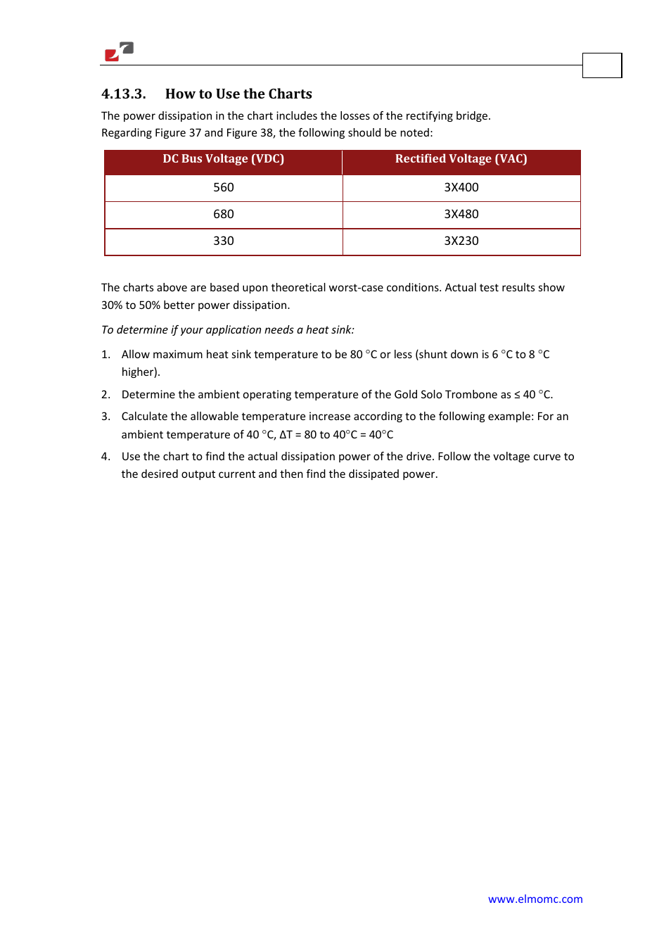 How to use the charts | ElmoMC Gold Line Digital Servo Drives-Gold Solo Trombone User Manual | Page 89 / 110