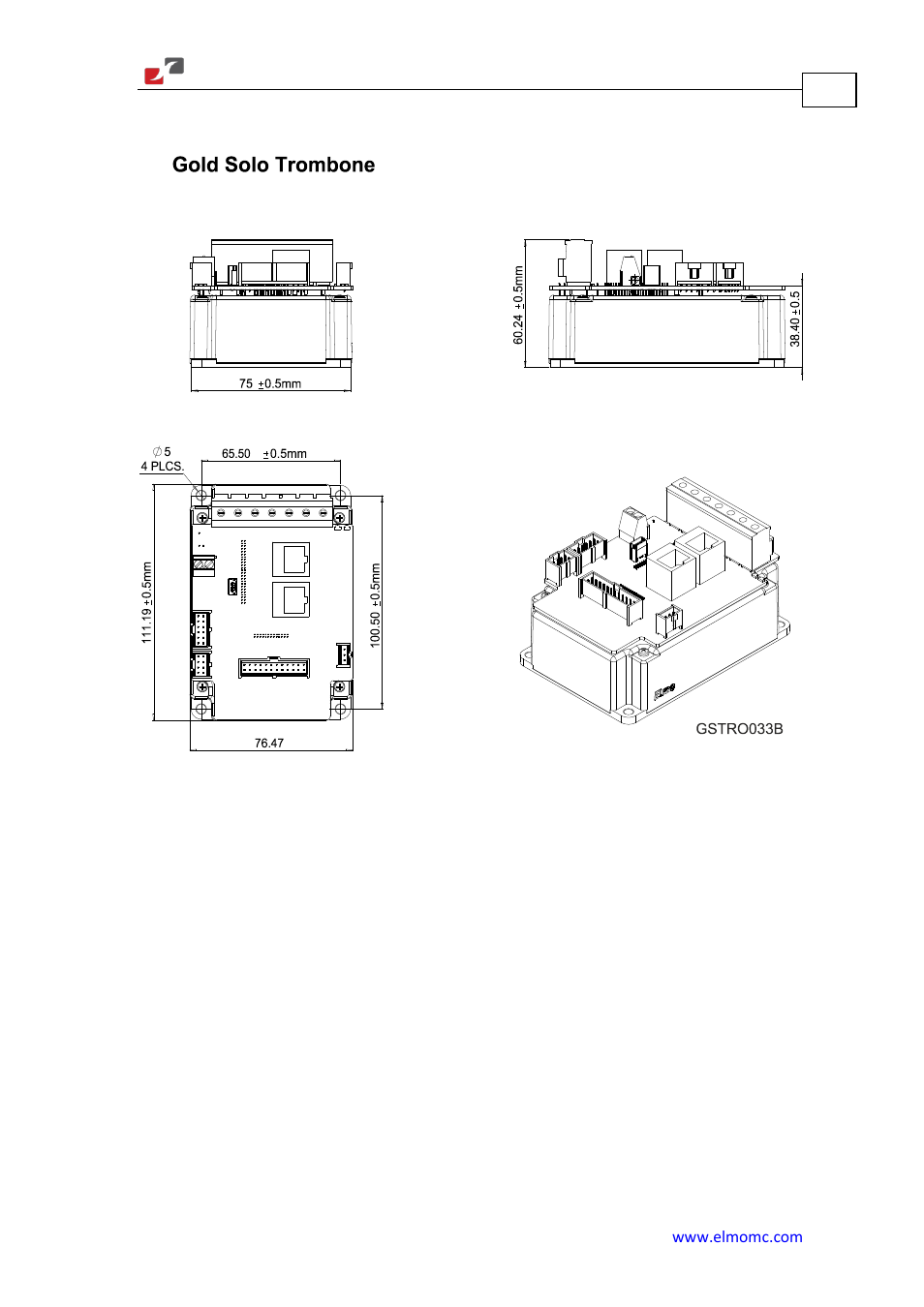Gold solo trombone dimensions | ElmoMC Gold Line Digital Servo Drives-Gold Solo Trombone User Manual | Page 94 / 110