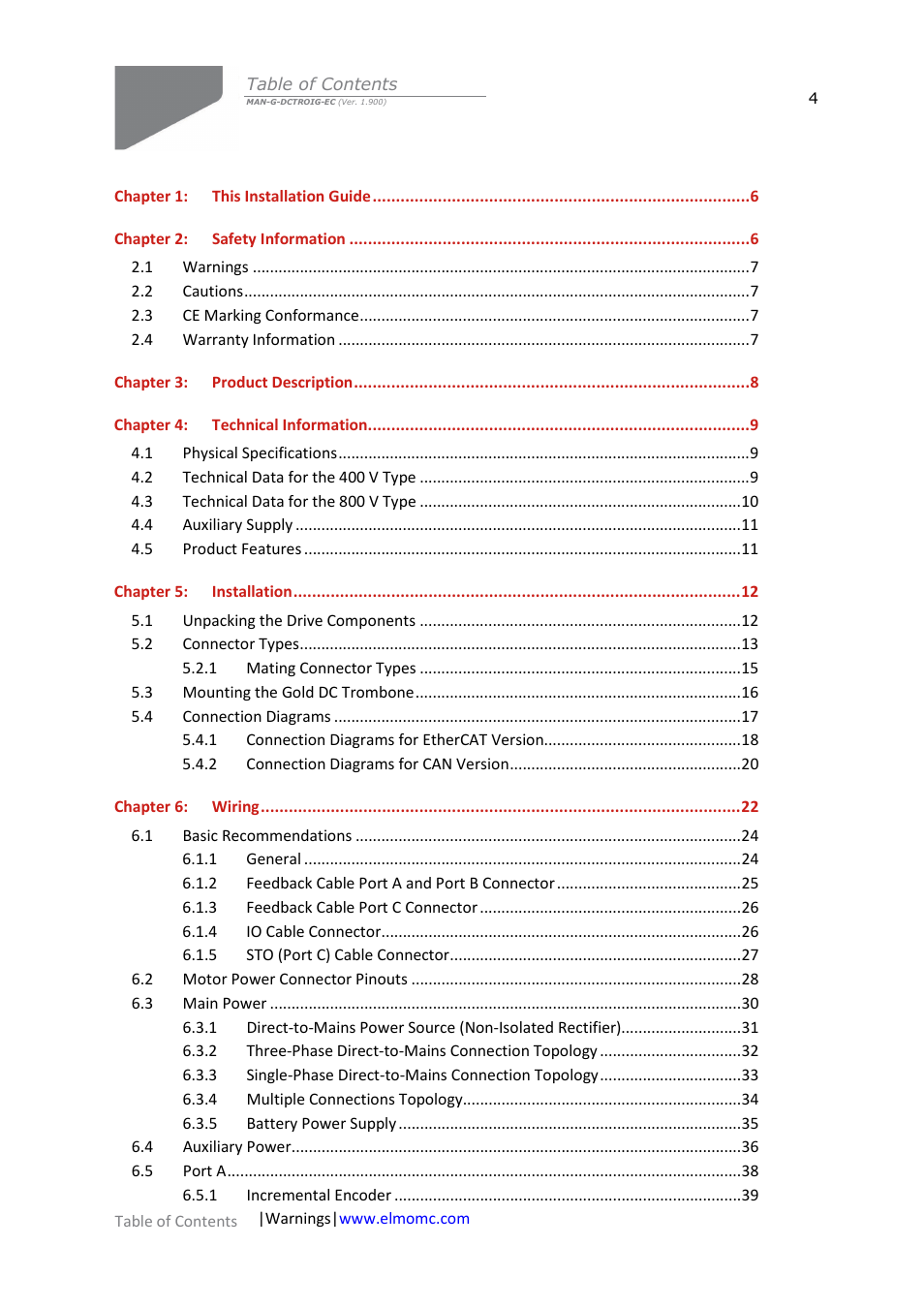 ElmoMC Gold Line Digital Servo Drives-Gold DC Trombone User Manual | Page 4 / 69