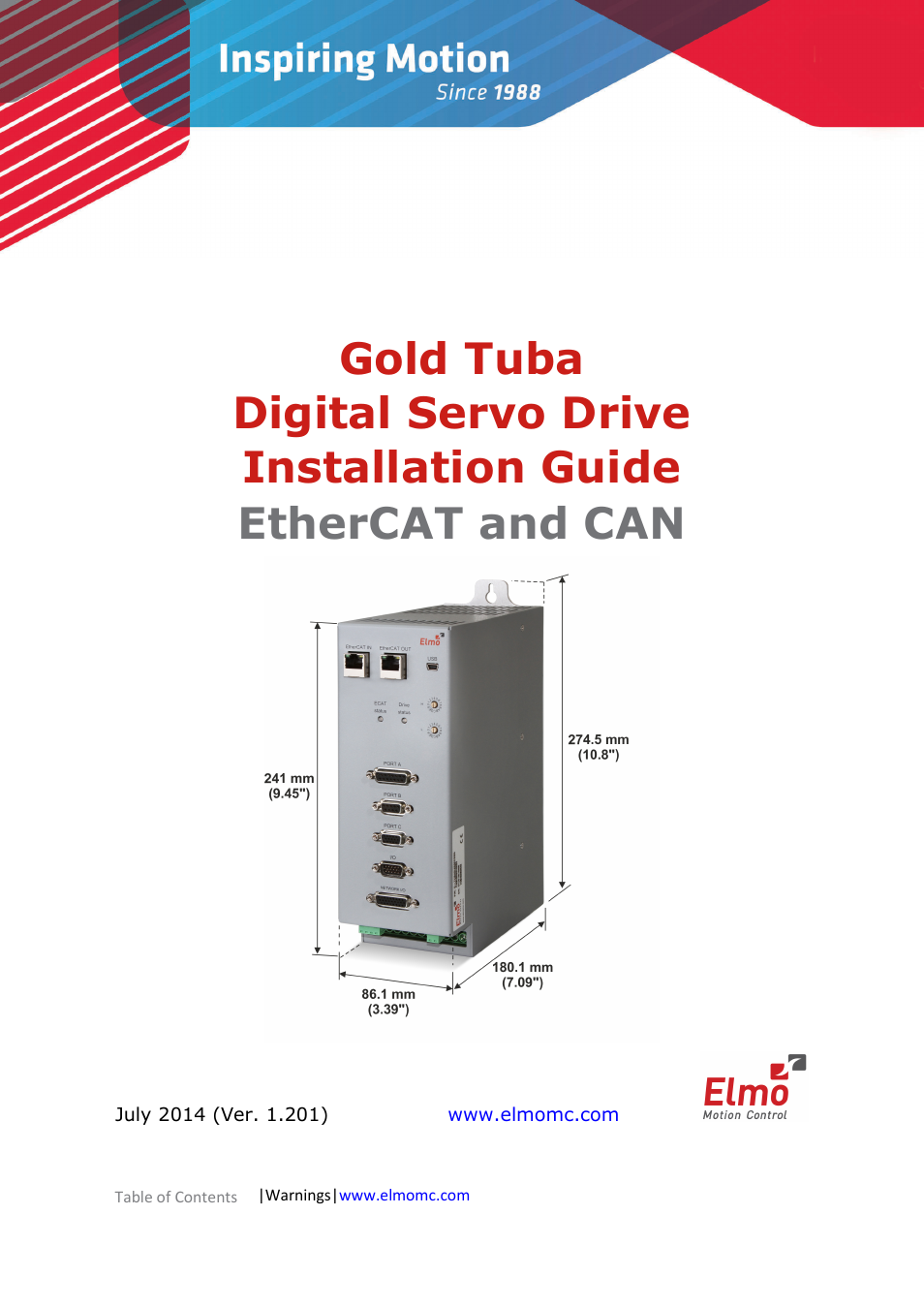 ElmoMC Gold Line Digital Servo Drives-Gold Tuba User Manual | 81 pages