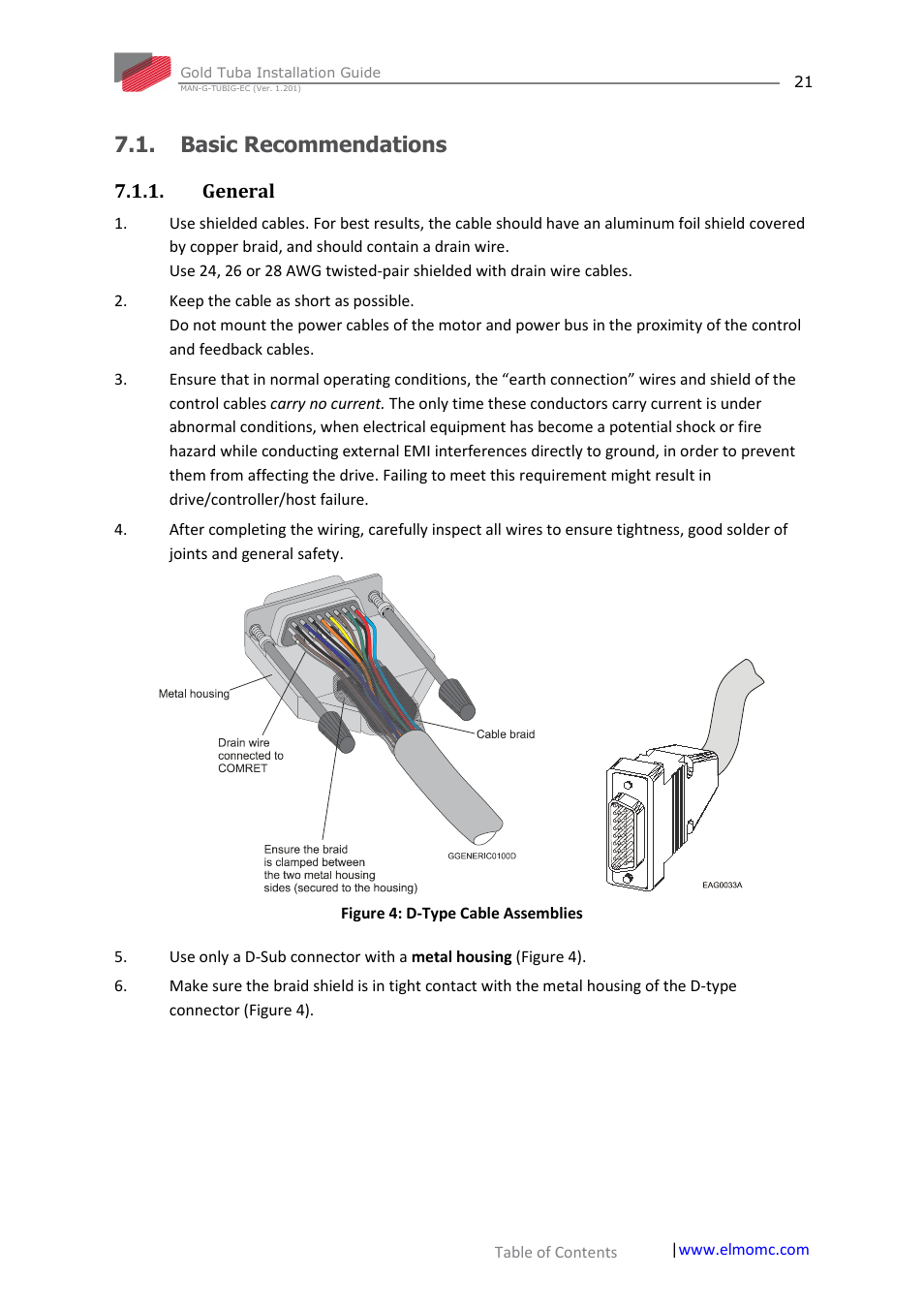 Basic recommendations, General | ElmoMC Gold Line Digital Servo Drives-Gold Tuba User Manual | Page 21 / 81