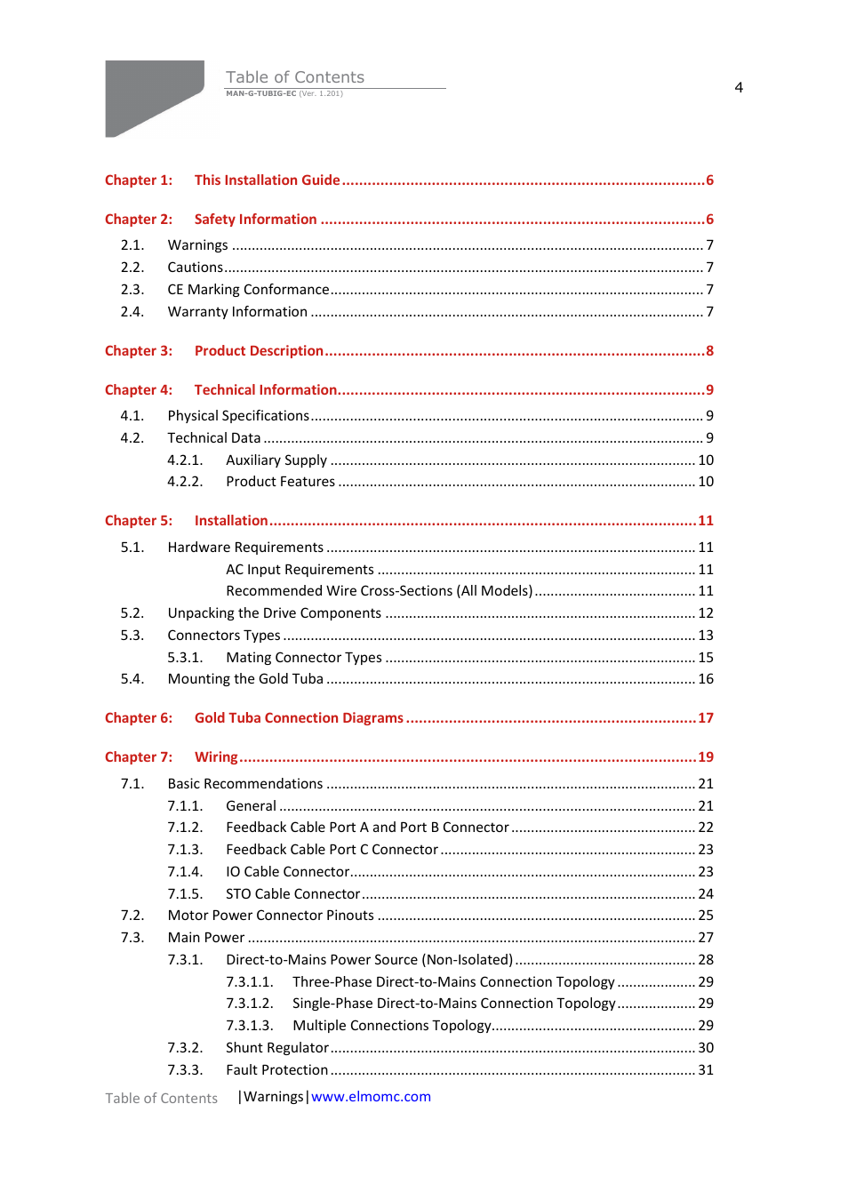 ElmoMC Gold Line Digital Servo Drives-Gold Tuba User Manual | Page 4 / 81