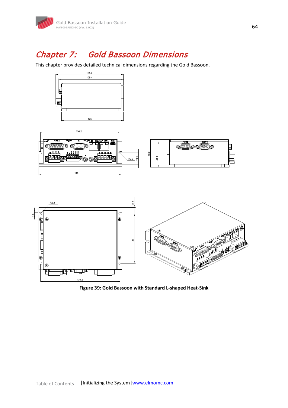 Chapter 7: gold bassoon dimensions, Chapter 7, Gold bassoon dimensions | ElmoMC Gold Line Digital Servo Drives-Gold Bassoon User Manual | Page 64 / 66