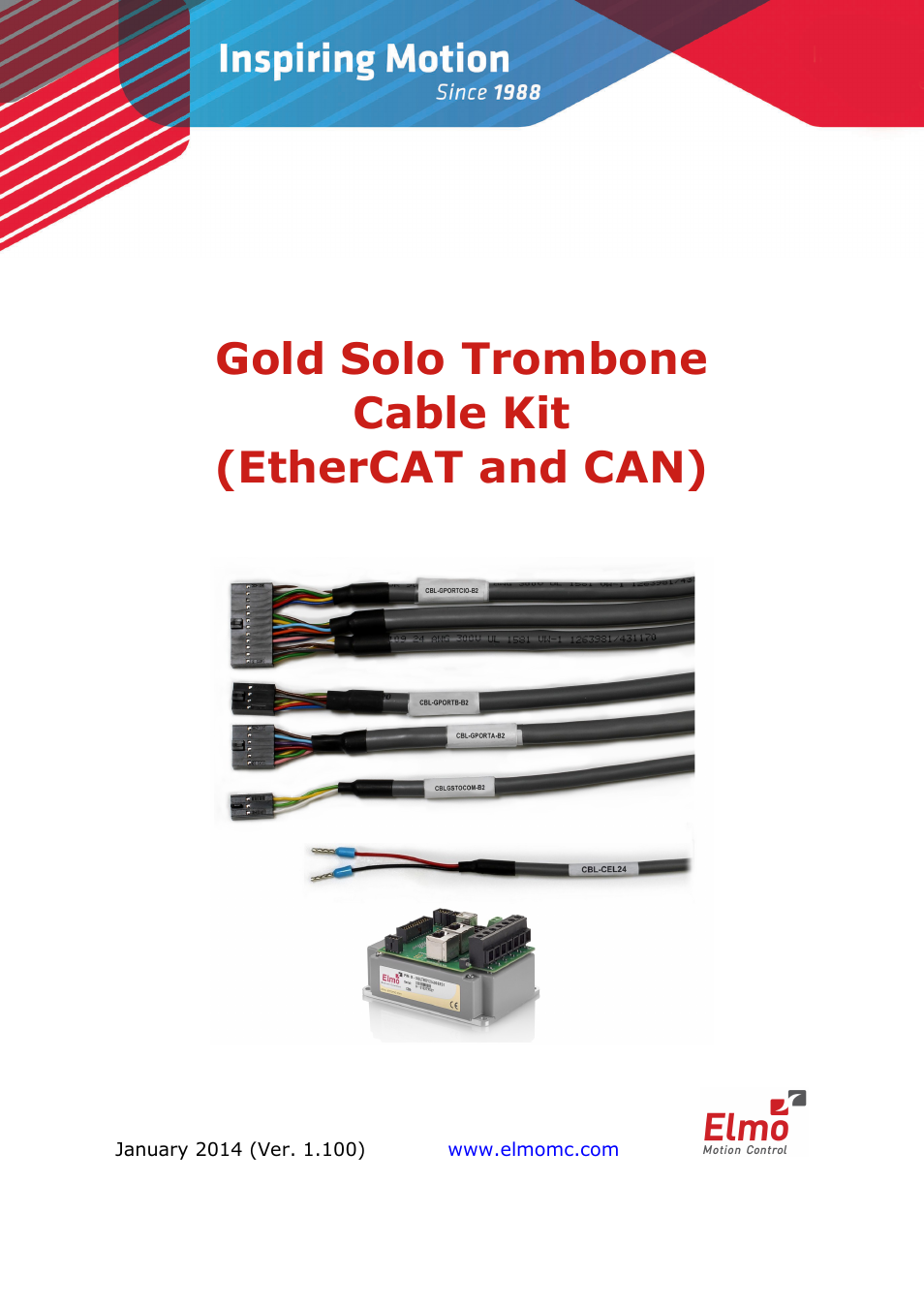 ElmoMC Gold Line Digital Servo Drives-Gold Solo Trombone Cable Kit User Manual | 16 pages